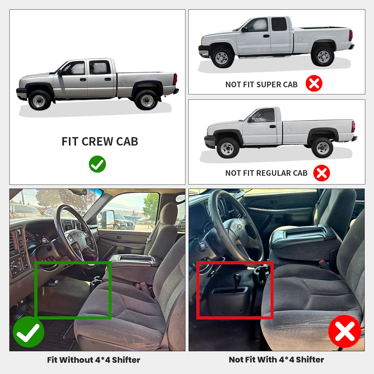 Fit for 1999-2006 Chevrolet Silverado 2500HD 3500HD Floor Mats, Fit Without 4*4 Shifter Only - Image 2
