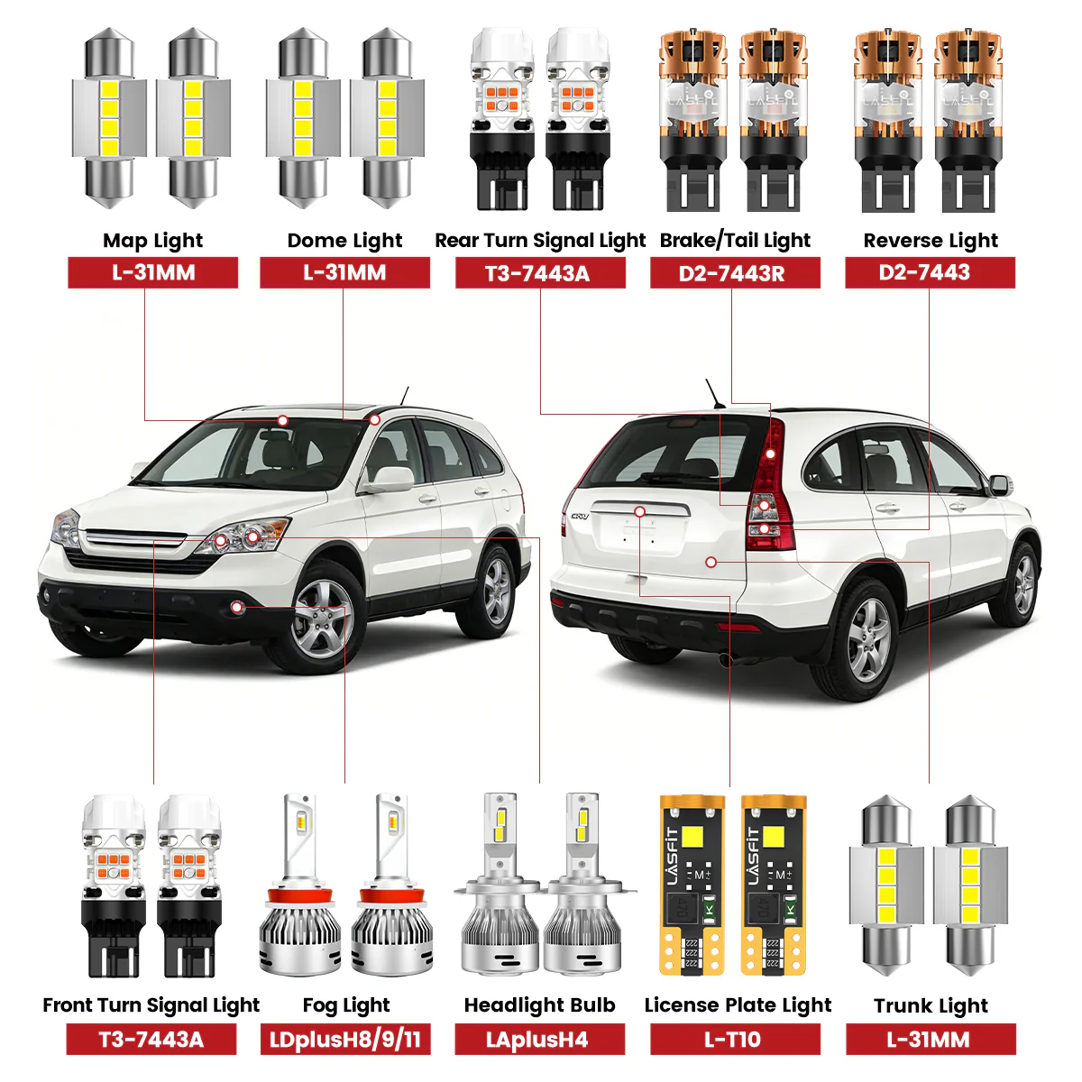 Fit for 2007-2014 Honda CR-V LED Bulbs Upgrade