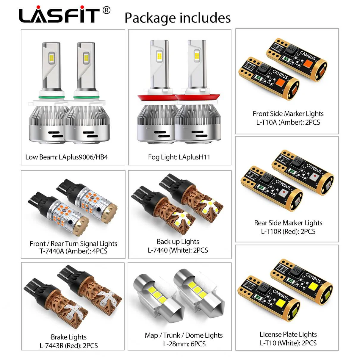 Fit for 2008 Mitsubishi Lancer LED 9006 Bulbs Exterior Interior Lights