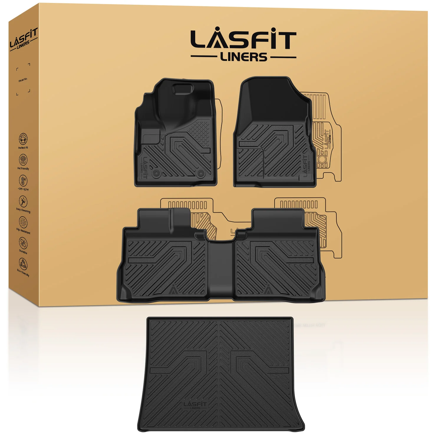 Fit for 2012-2017 Chevrolet Equinox Floor Mats & Cargo Mat, Only Fit Second Row Seats Sliding Backwards - Image 8