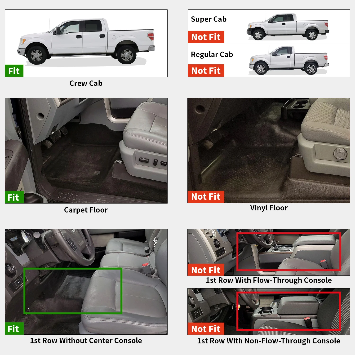 Fit for 2011-2014 Ford F-150 Floor Mats, Fit SuperCrew Cab & Carpet Floor Only - Image 11