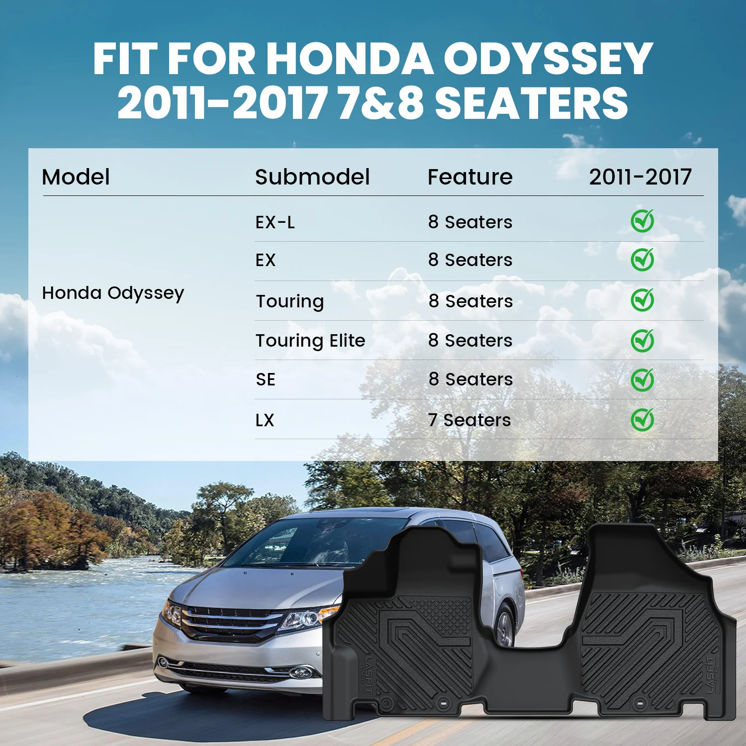 Fit for 2011-2017 Honda Odyssey Floor Mats or Cargo Mat - Image 2