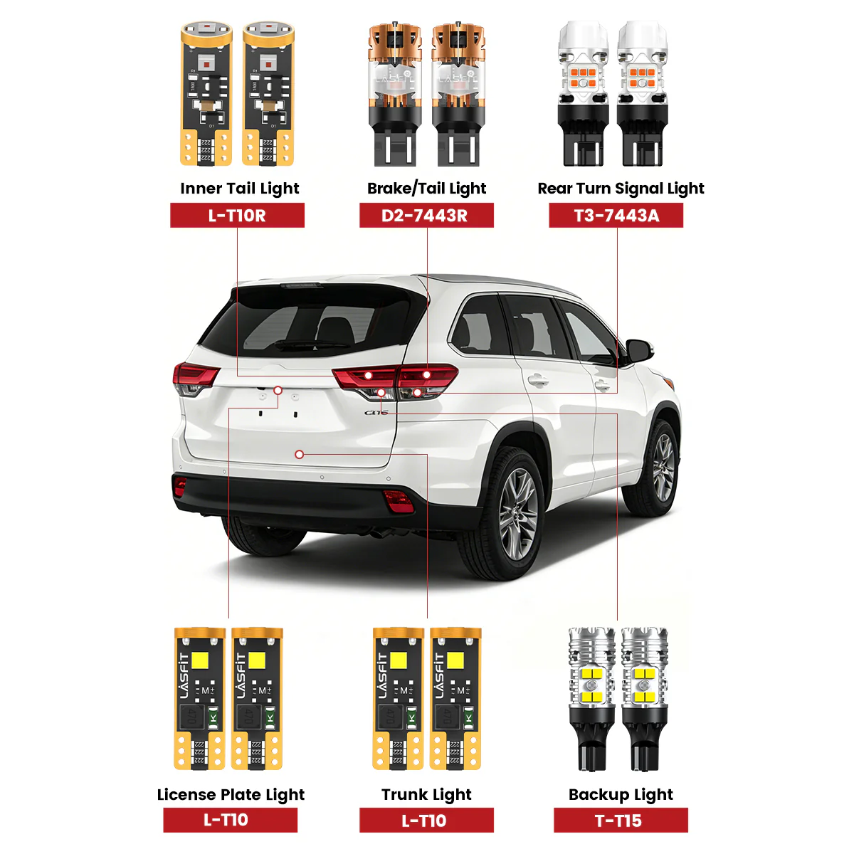 Fit for 2014-2016 Toyota Highlander LED Bulbs Exterior Interior Lights - Image 2