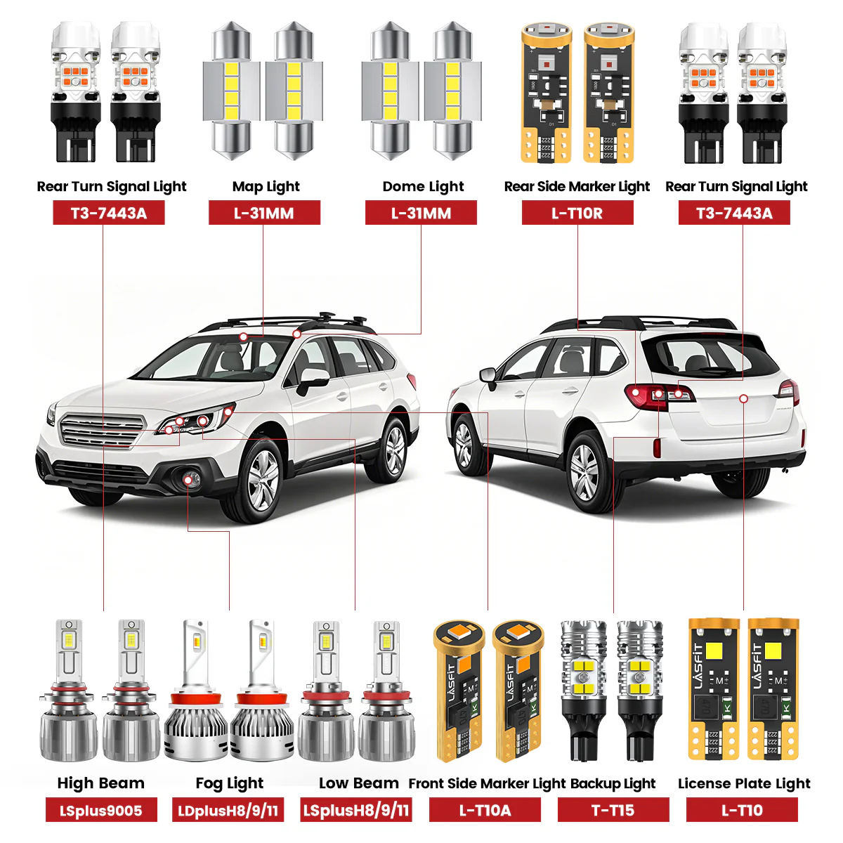 Fit for 2015-2017 Subaru Outback The Brightest LED Bulbs Upgrade