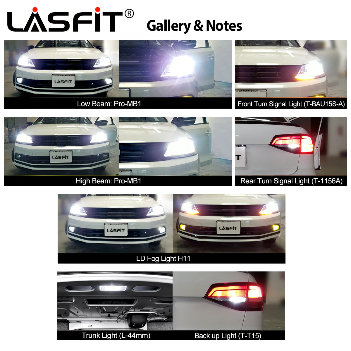 Fit for 2015-2018 Volkswagen Jetta Custom H7 LED Bulbs Exterior Interior Light Plug n Play - Image 2