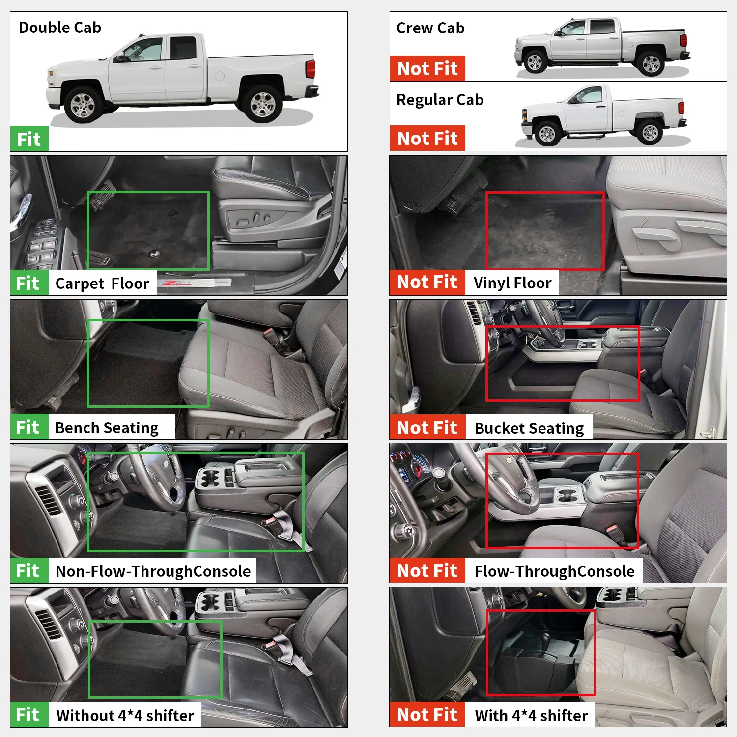 Fit for 2014-2018 Chevrolet Silverado 1500 Floor Mats, Fit Carpet Floor & Without 4*4 Shifter Only - Image 22