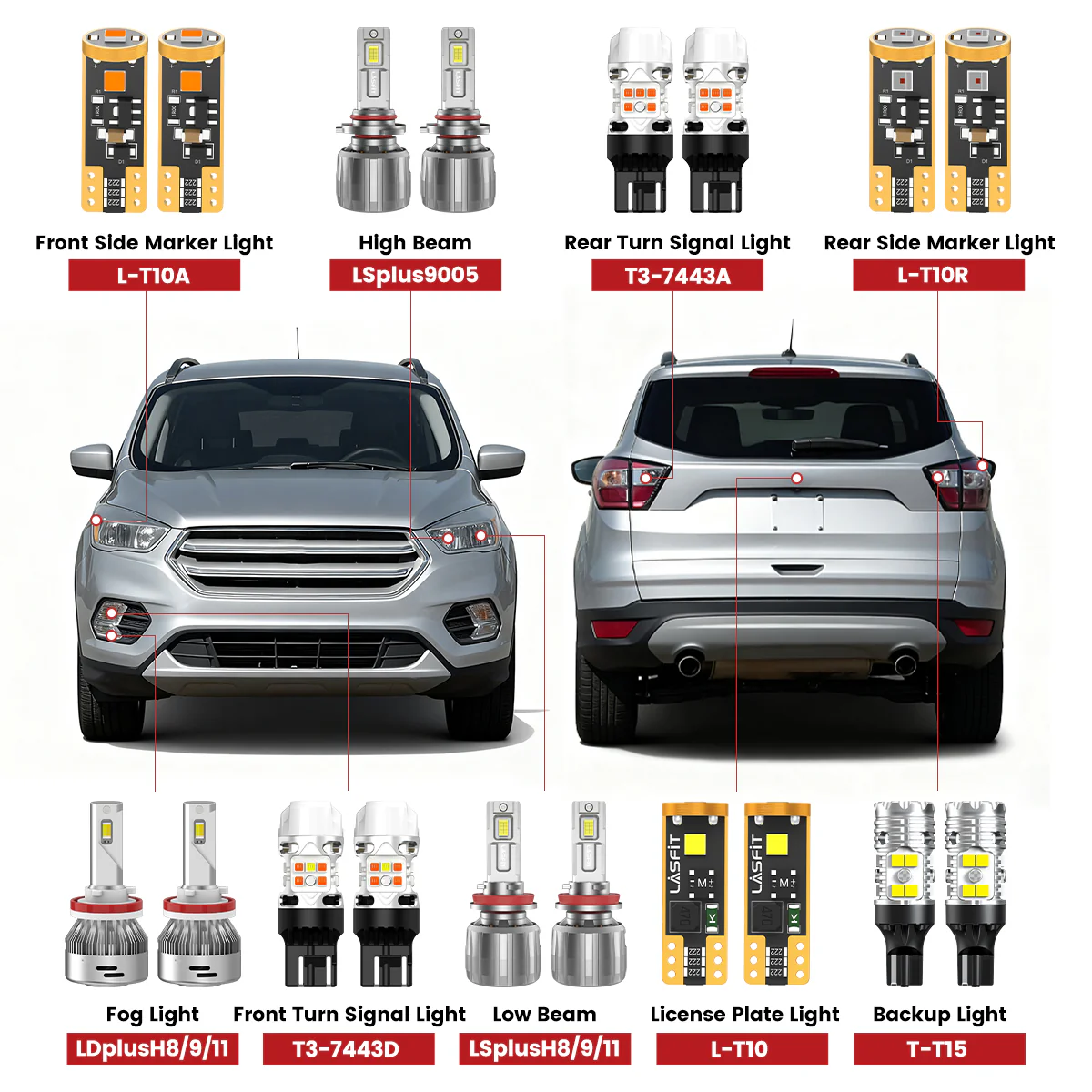 Fit for 2017-2018 Ford Escape The Brightest LED Bulbs Upgrade | Tested and Verified