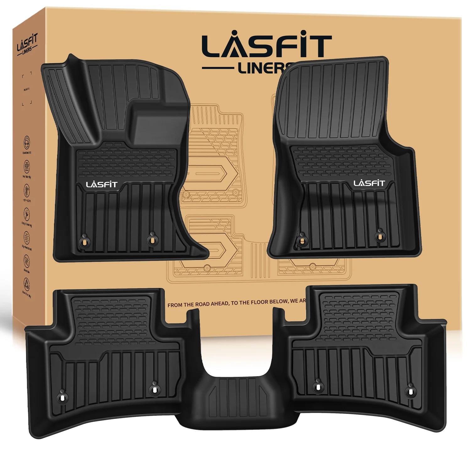 Fit for 2017-2026 Jaguar F-Pace Custom Floor Mats TPE Material 1st & 2nd Row Seat - Image 10