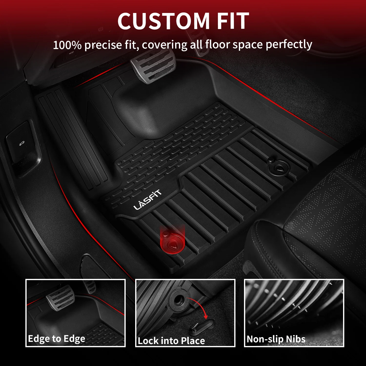 Fit for 2017-2026 Jaguar F-Pace Custom Floor Mats TPE Material 1st & 2nd Row Seat - Image 2