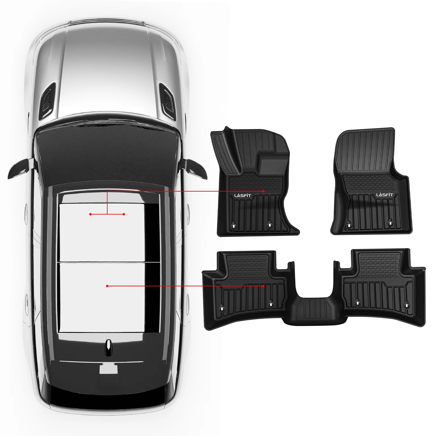 Fit for 2017-2026 Jaguar F-Pace Custom Floor Mats TPE Material 1st & 2nd Row Seat - Image 9