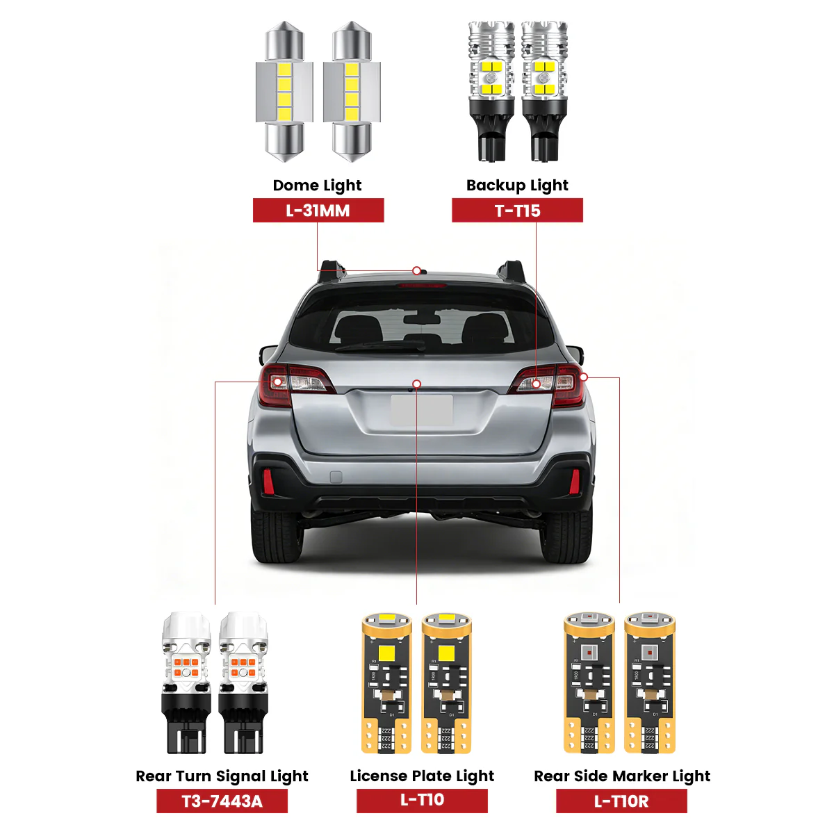 Fit for 2018-2019 Subaru Outback The Brightest LED Bulbs Upgrade - Image 2