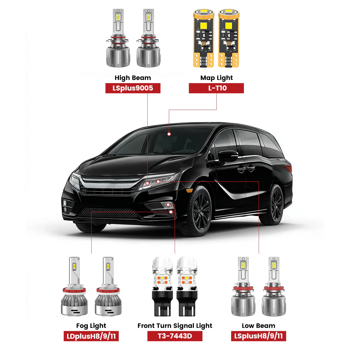 Fit for 2018-2020 Honda Odyssey The Brightest LED Bulbs Upgrade | Tested and Verified