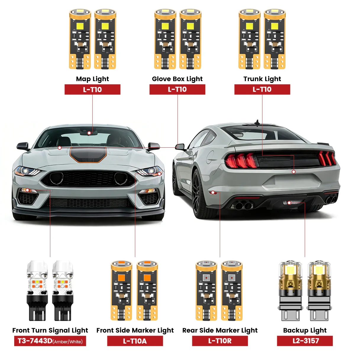 Fit for 2018-2023 Ford Mustang LED Exterior Interior Lights Upgrade