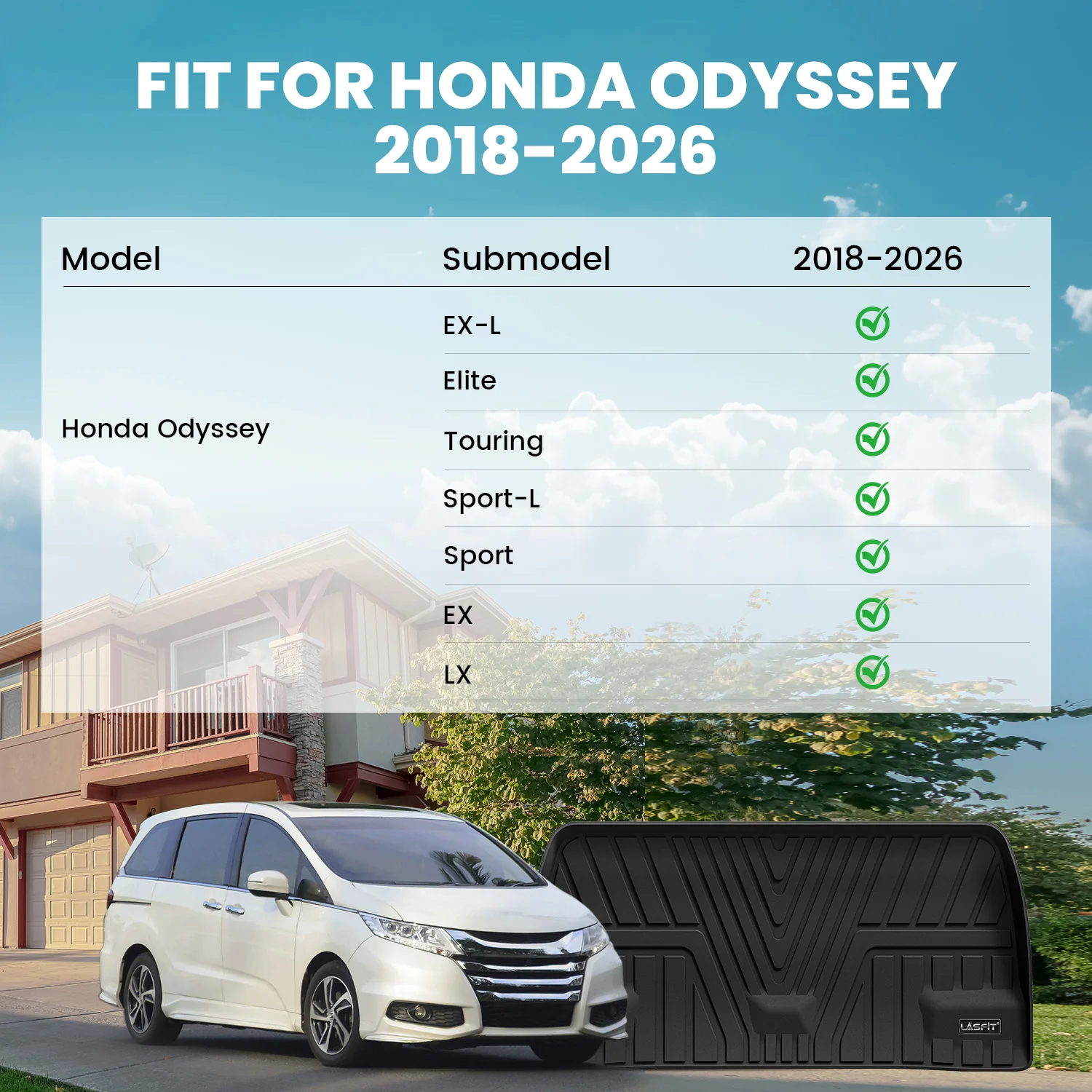 Fit for 2018-2026 Honda Odyssey TPE Custom Floor Mats or Rear Cargo Mat - Image 21