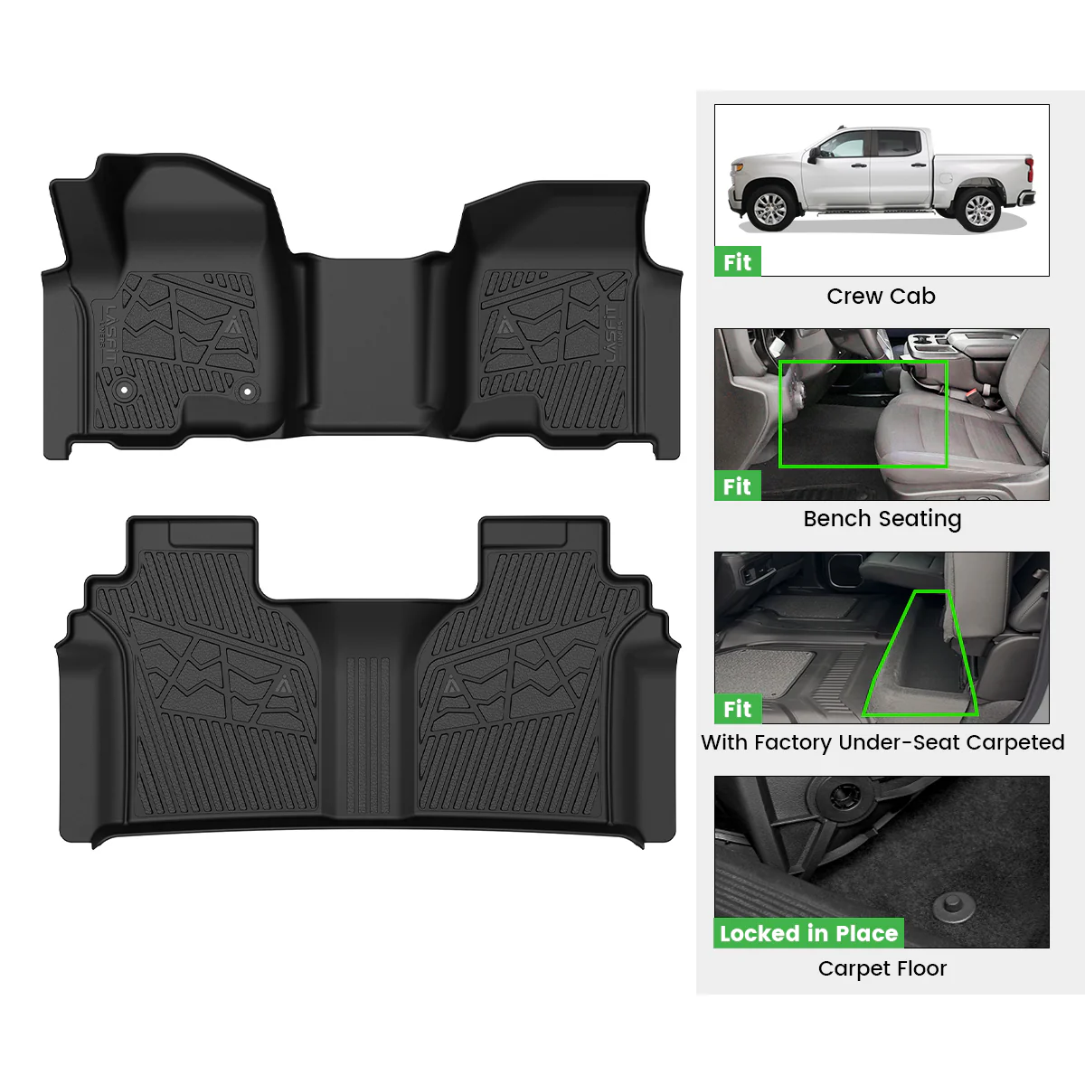 Fit for 2019-2026 Chevrolet Silverado 1500 Floor Mats, Fit Carpet Floor Only, Not Fit 2019 Silverado 1500 LD - Image 19