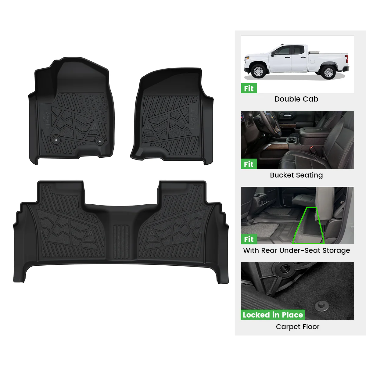 Fit for 2019-2026 Chevrolet Silverado 1500 Floor Mats, Fit Carpet Floor Only, Not Fit 2019 Silverado 1500 LD - Image 55