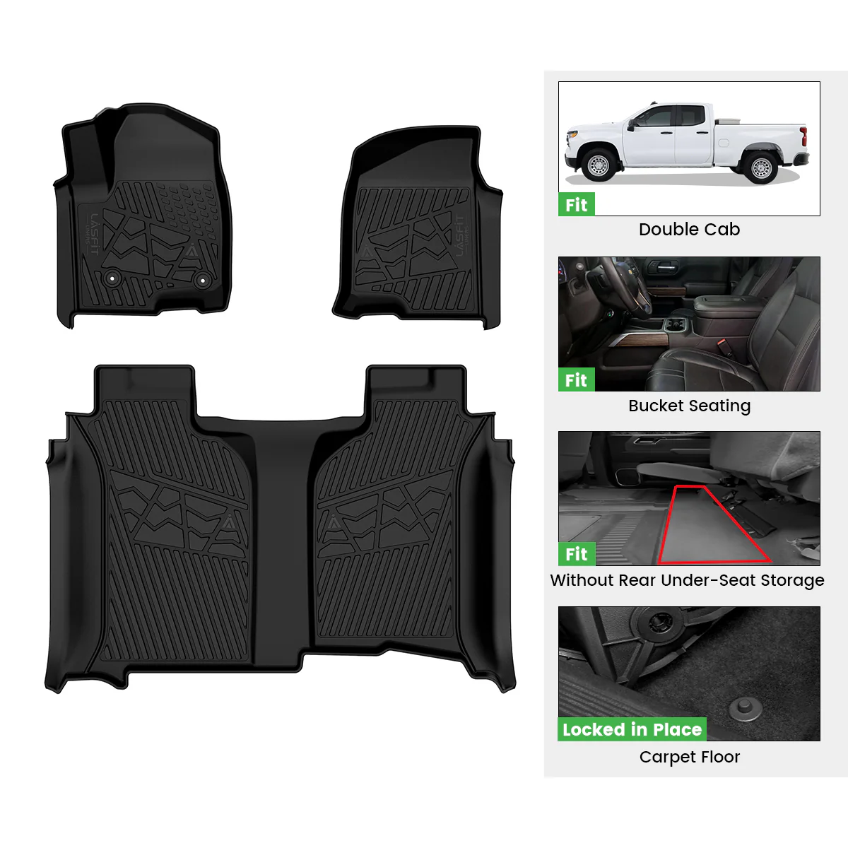 Fit for 2019-2026 Chevrolet Silverado 1500 Floor Mats, Fit Carpet Floor Only, Not Fit 2019 Silverado 1500 LD - Image 65