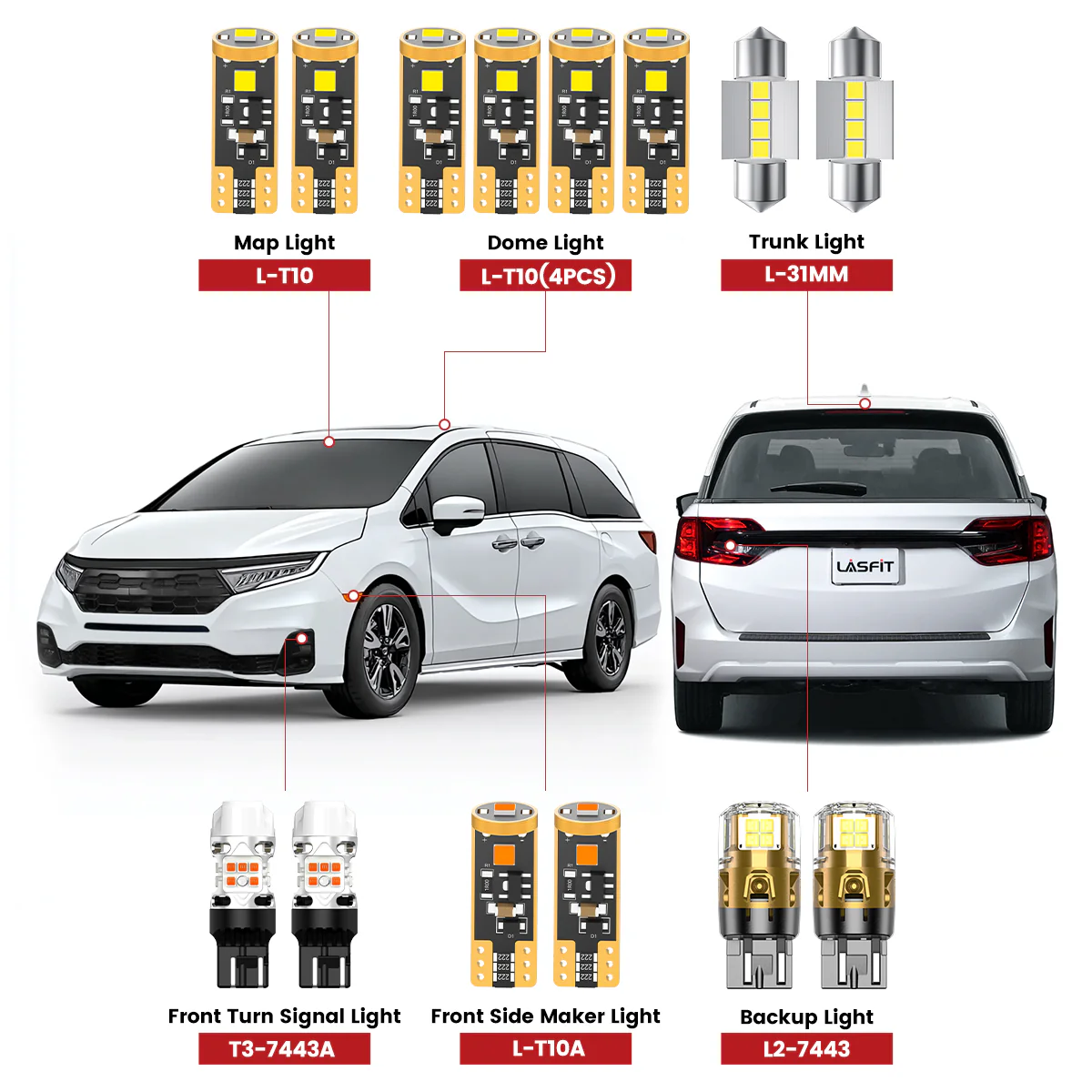 Fit for 2021-2026 Honda Odyssey LED Bulbs Upgrade | Tested and Verified