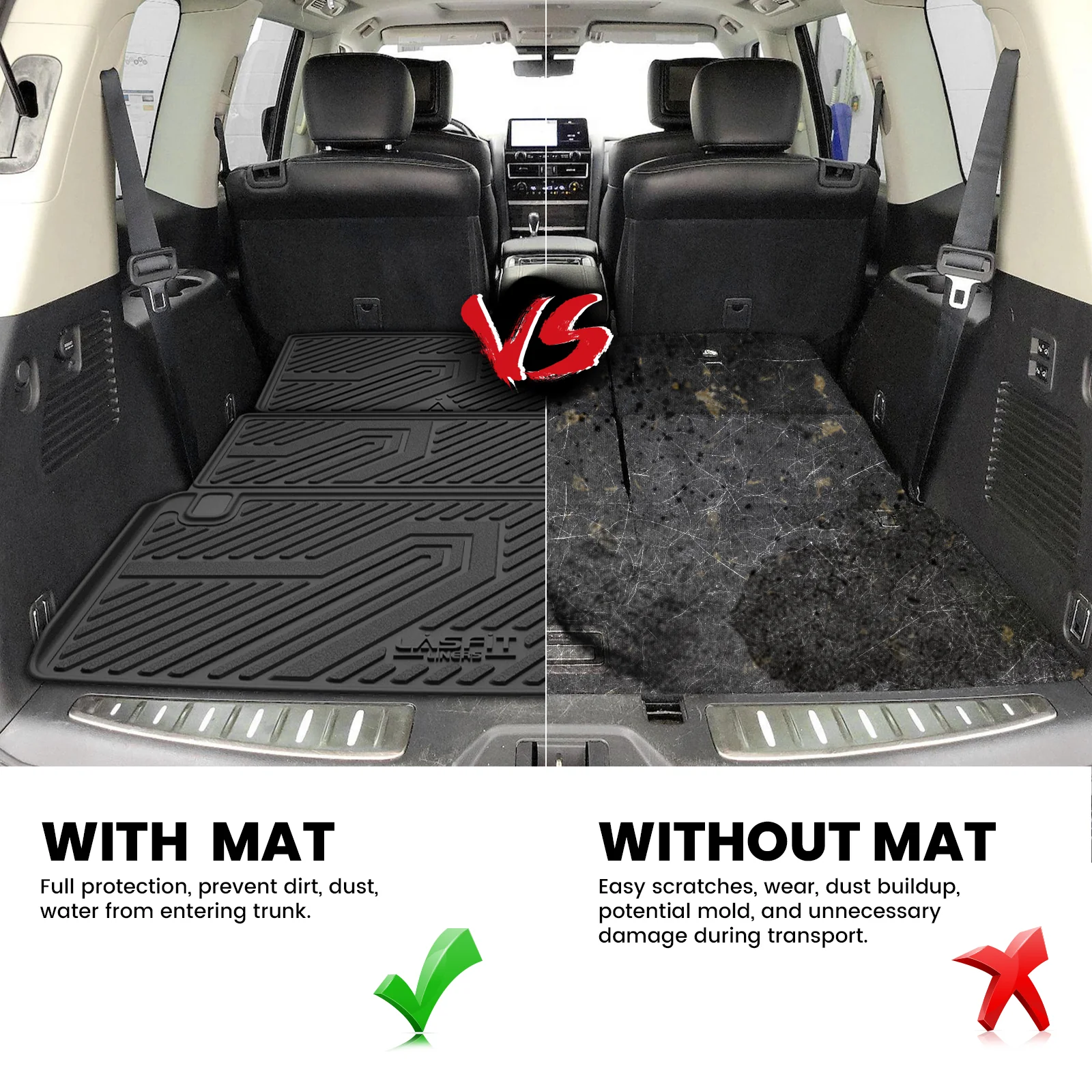 Fit for 2019-2024 Nissan Armada Floor Mats or Cargo & Seatback Mats, Fit 8seats(2nd Row Bench Seats) - Image 3