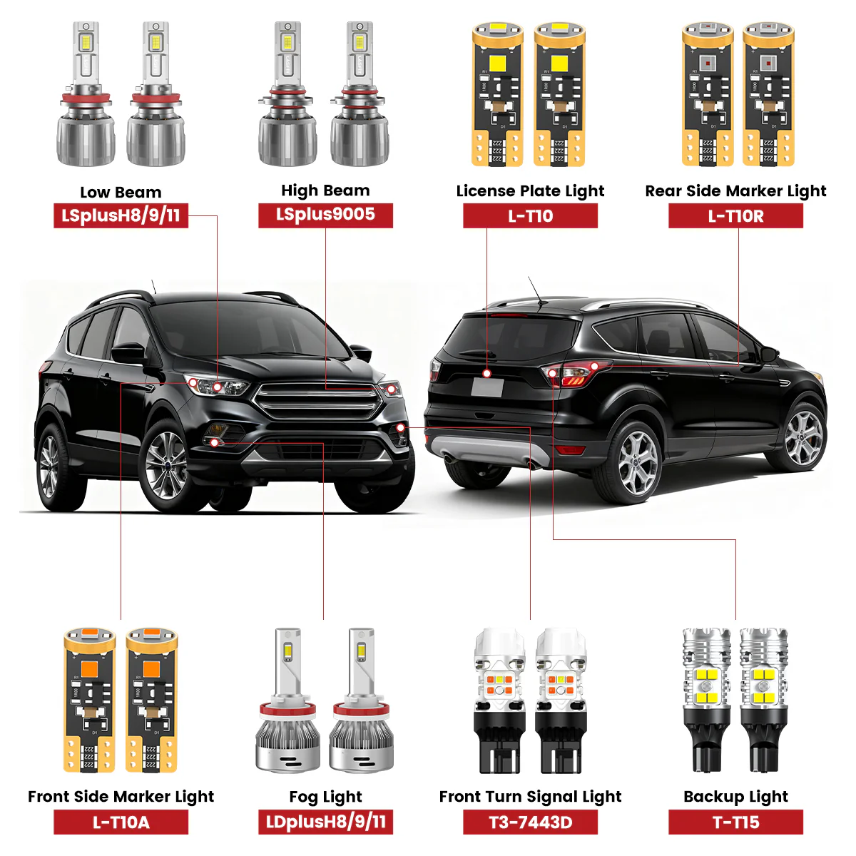 Fit for 2019 Ford Escape The Brightest LED Bulbs Upgrade | Tested and Verified