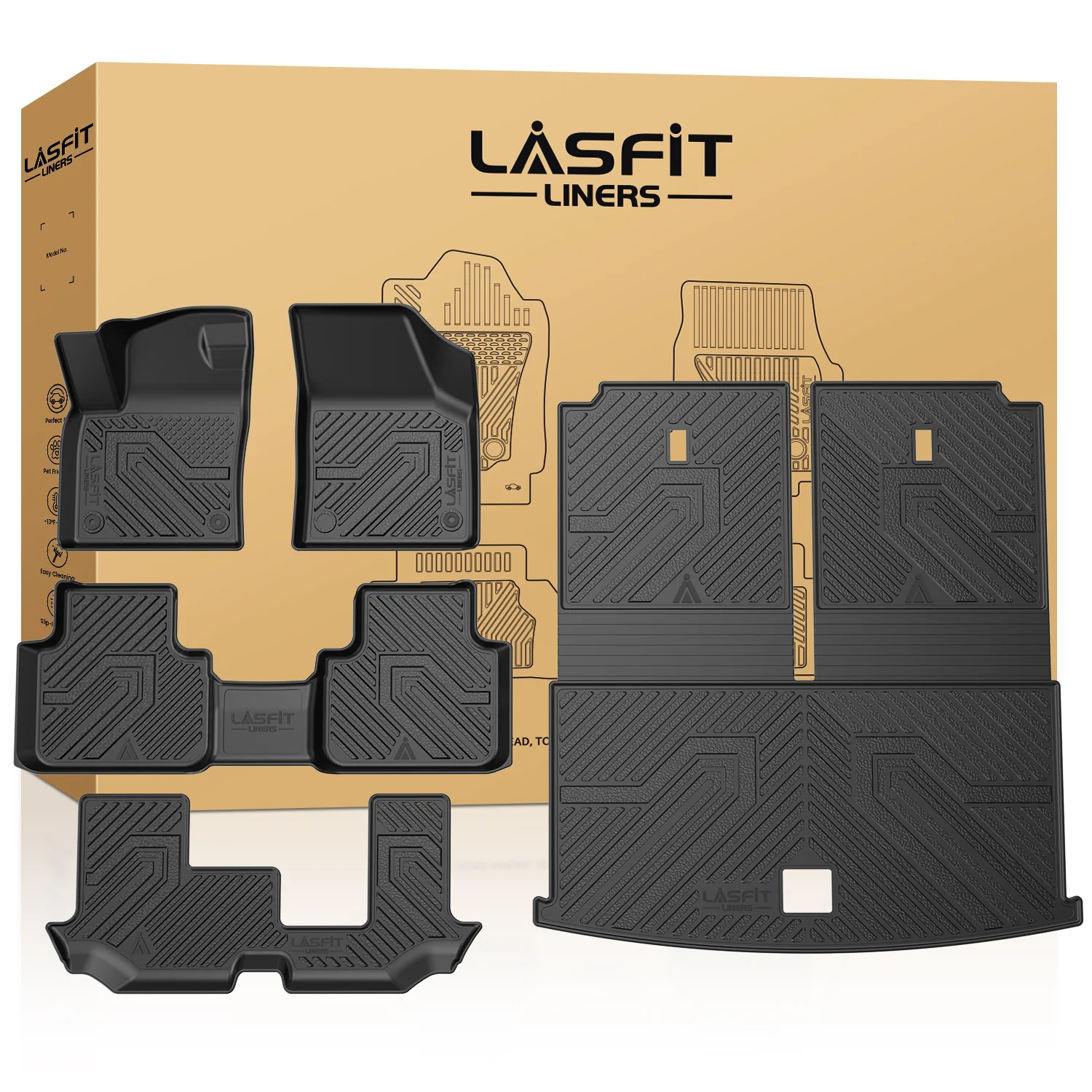 Fit for 2019 Volkswagen Atlas Floor Mats & Cargo Mat & Seatback Mat, Fit Passenger Seat Without Retention Only - Image 9