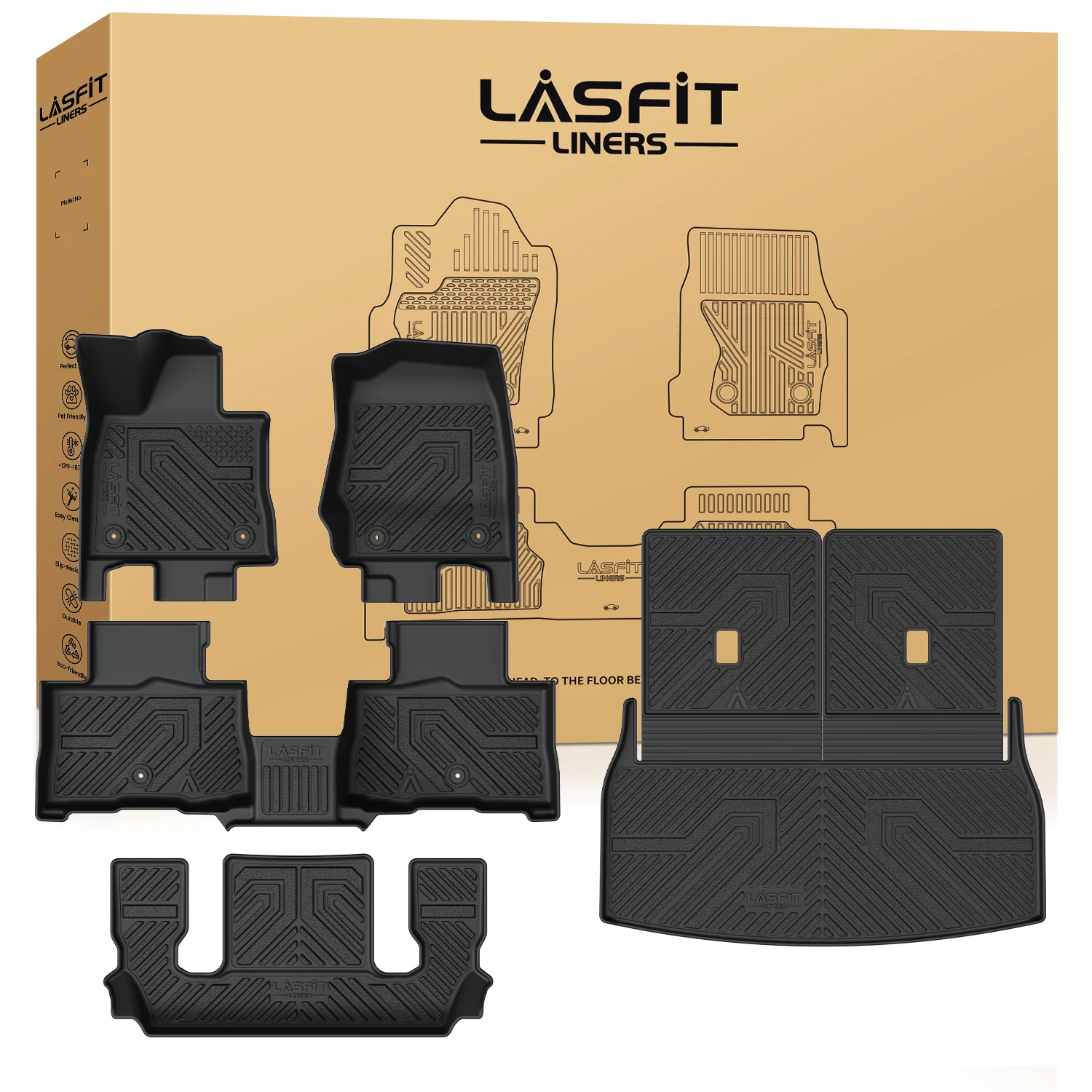 Fit for 2020-2026 Lincoln Aviator Floor Mats & Cargo & Seatback Mats, Fit 6 Seats Second Row without Center Console - Image 9