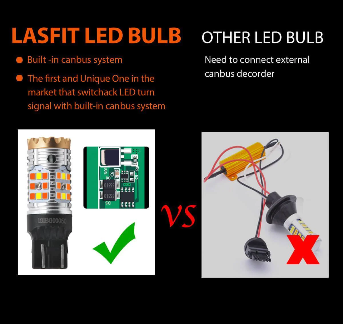 7443 7444 CANBUS Error Free Anti Hyper Flash Switchback LED Turn Signal Light Dual Color Blinker Bulb-CK Socket, 2 Bulbs - Image 5