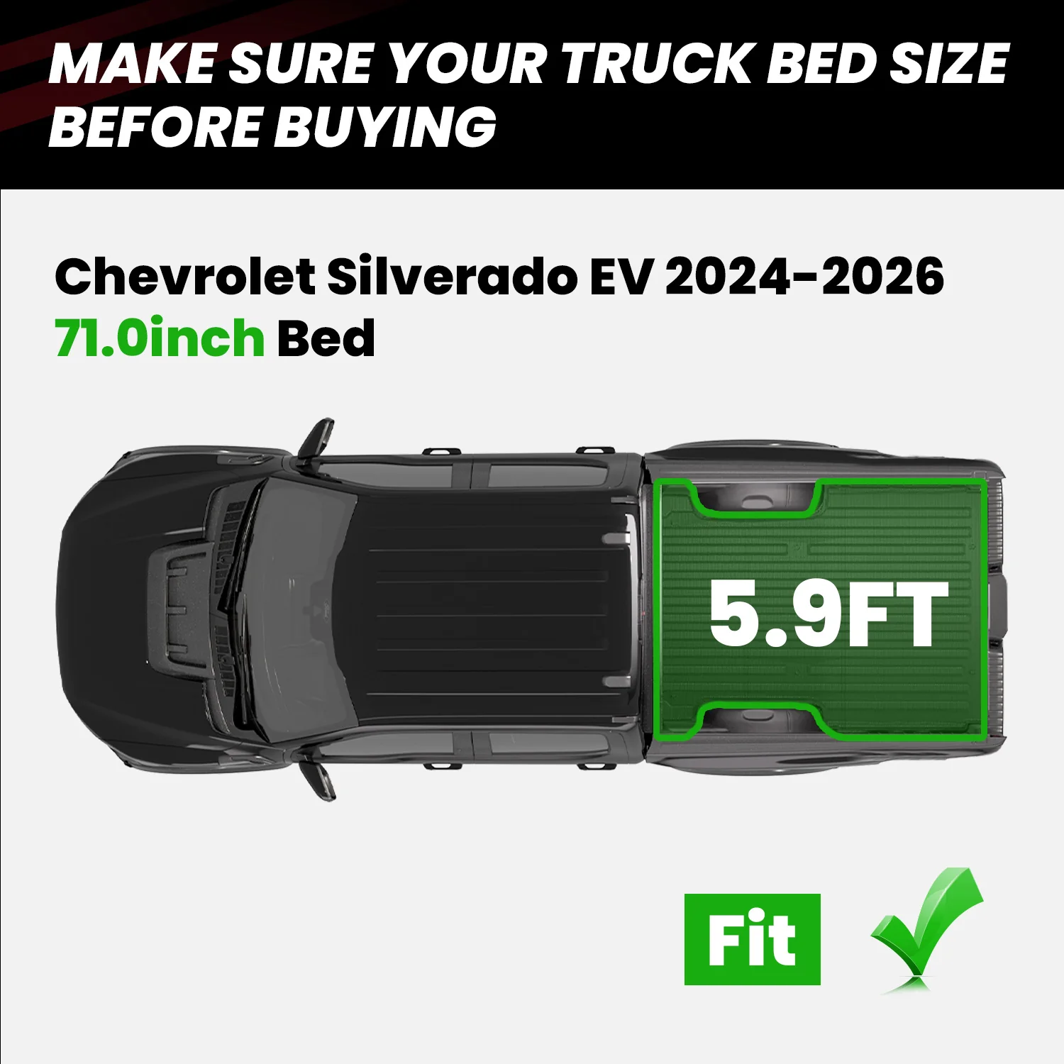 Fit for 2024-2026 Chevrolet Silverado EV 5.9FT Bed Mat - Image 2