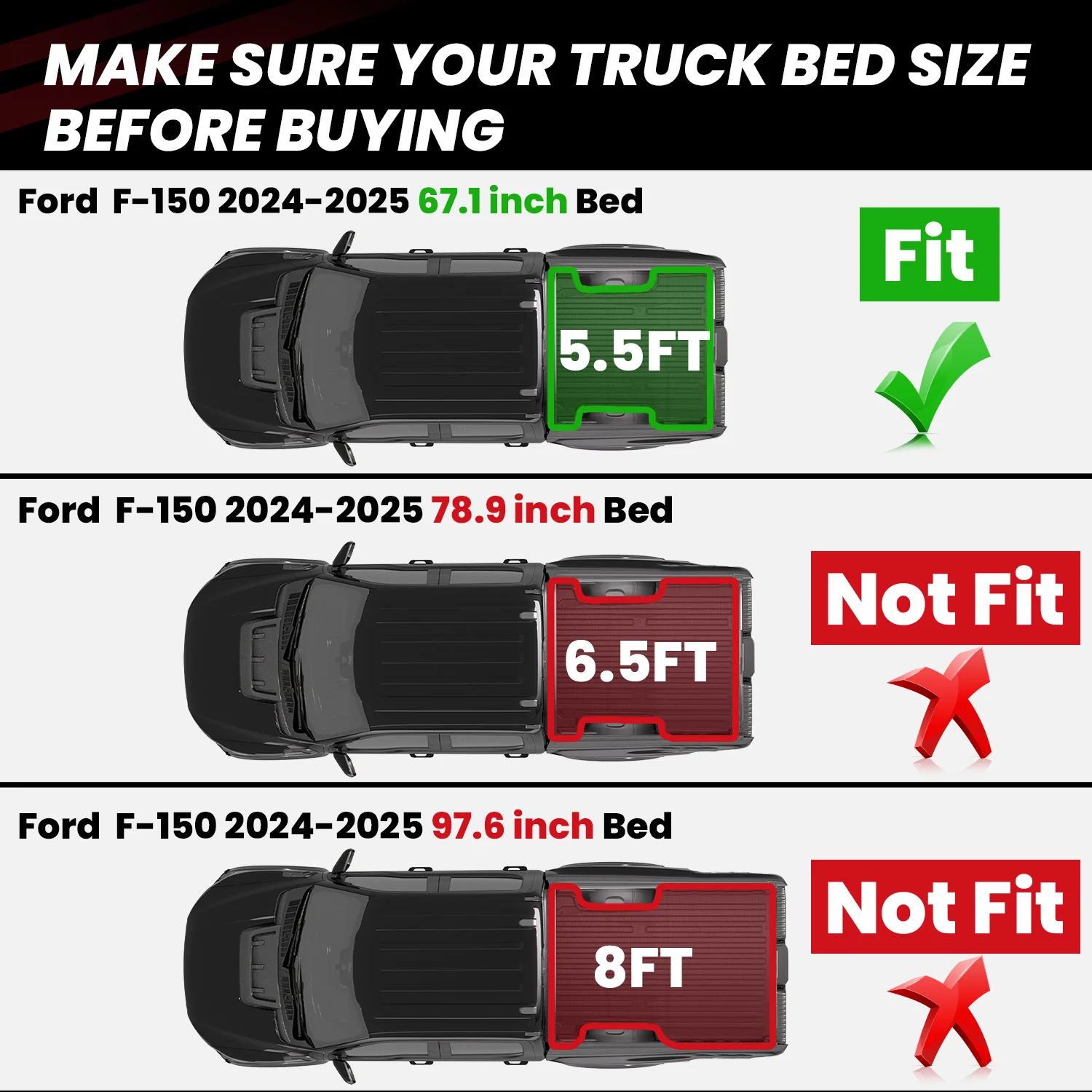 Fit for 2024-2026 Ford F-150 Bed Mat & Tailgate Mat, Including F-150 Lightning - Image 2