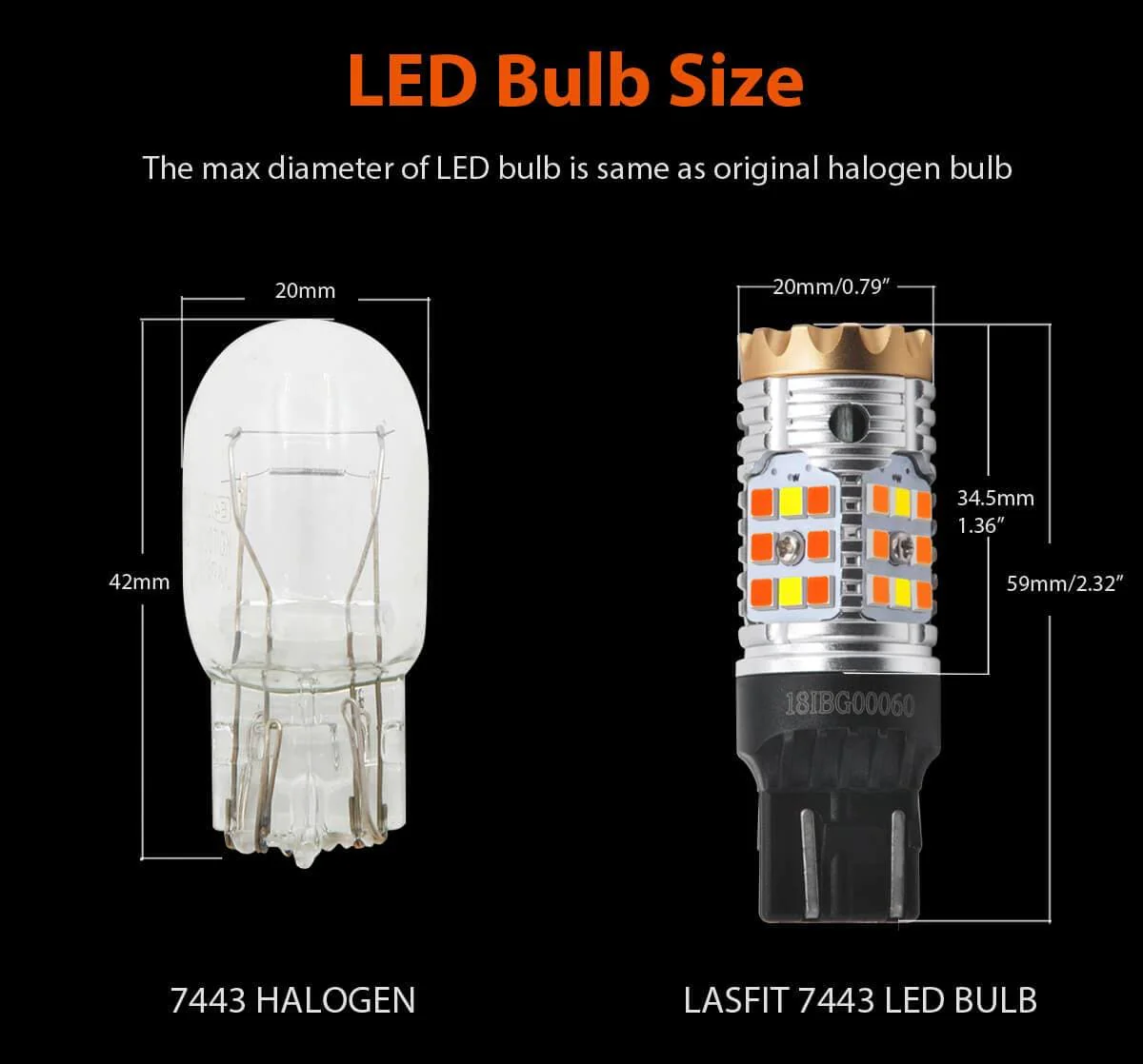 7443 7444 CANBUS Error Free Anti Hyper Flash Switchback LED Turn Signal Light Dual Color Blinker Bulb-CK Socket, 2 Bulbs - Image 9
