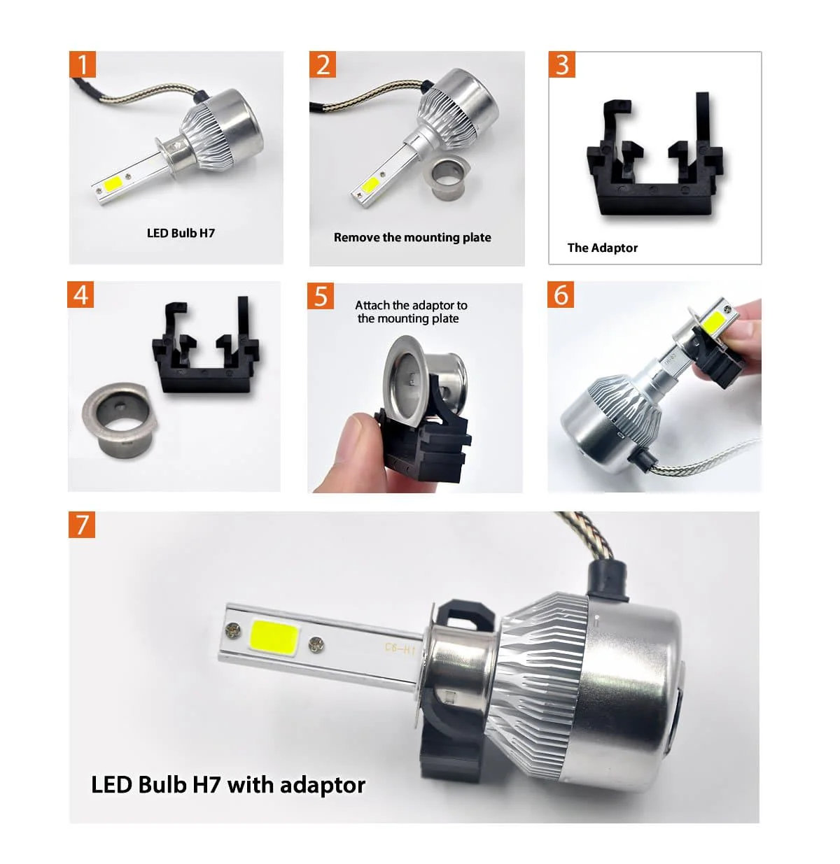 TK115 2x H1 LED Bulb Holder Adapter Retainer Fit for Ford Focus - Image 3