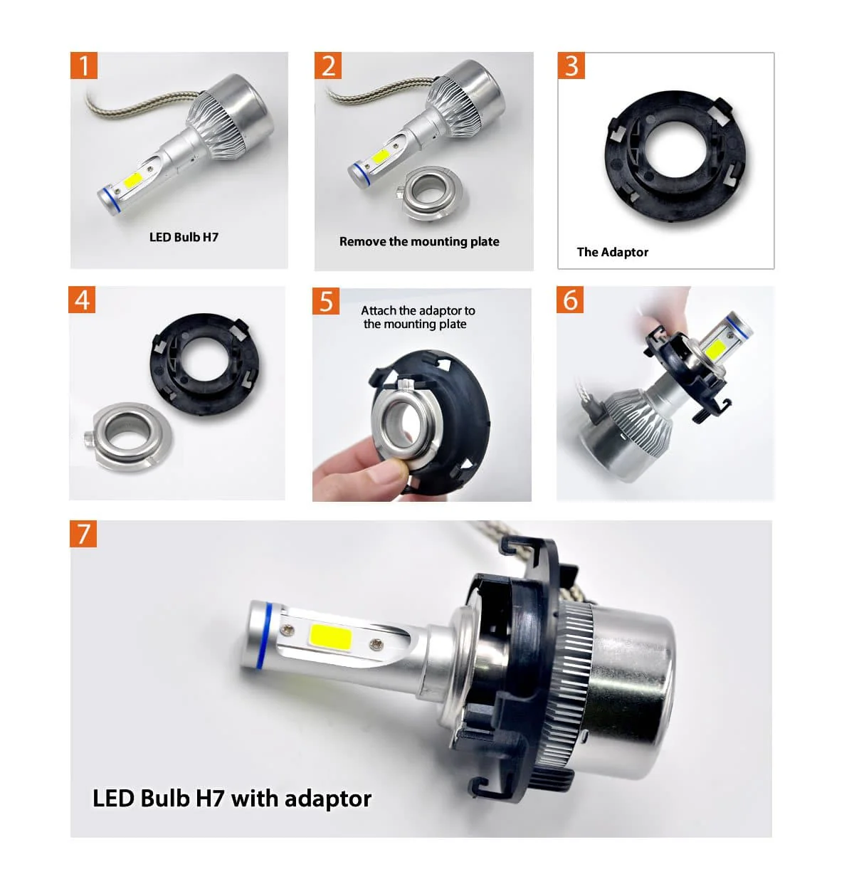 TK117 2x H7 LED Bulb Holder Adapter Retainer Fit for Hyundai Kia - Image 3