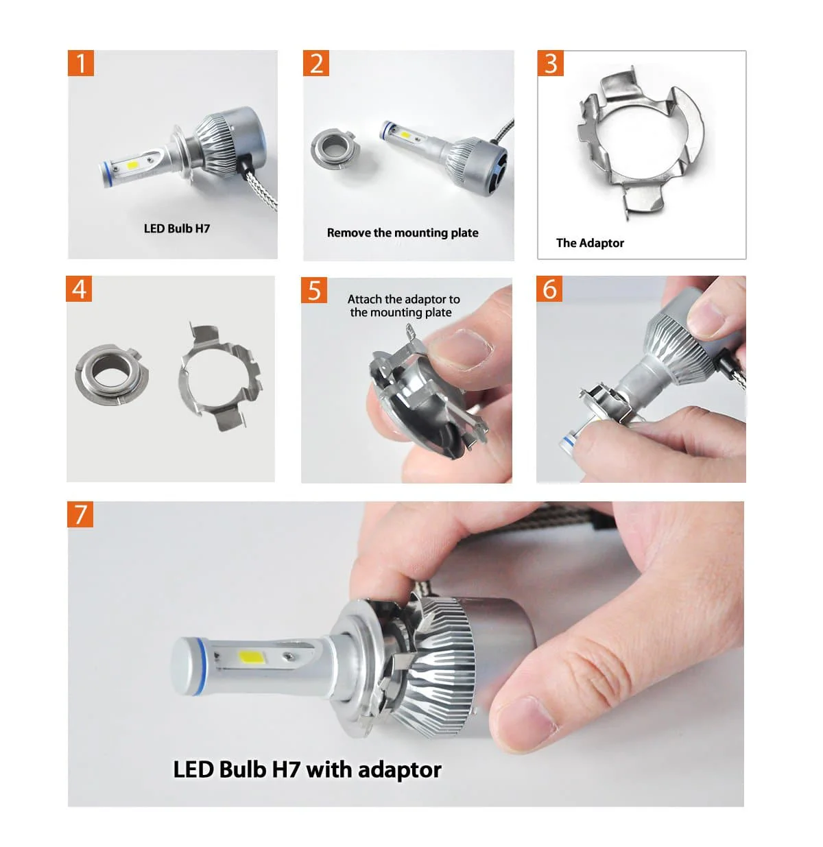 TK001 2x H7 LED Bulb Holder Adapter Retainer Fit for Mercedes-Benz Volkswagen - Image 3