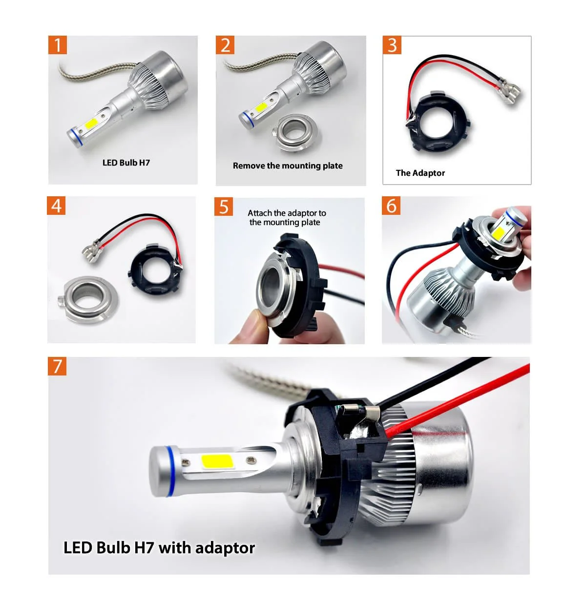 TK114 2x H7 LED Bulb Holder Adapter Retainer Fit for Mercedes-Benz Volkswagen - Image 3