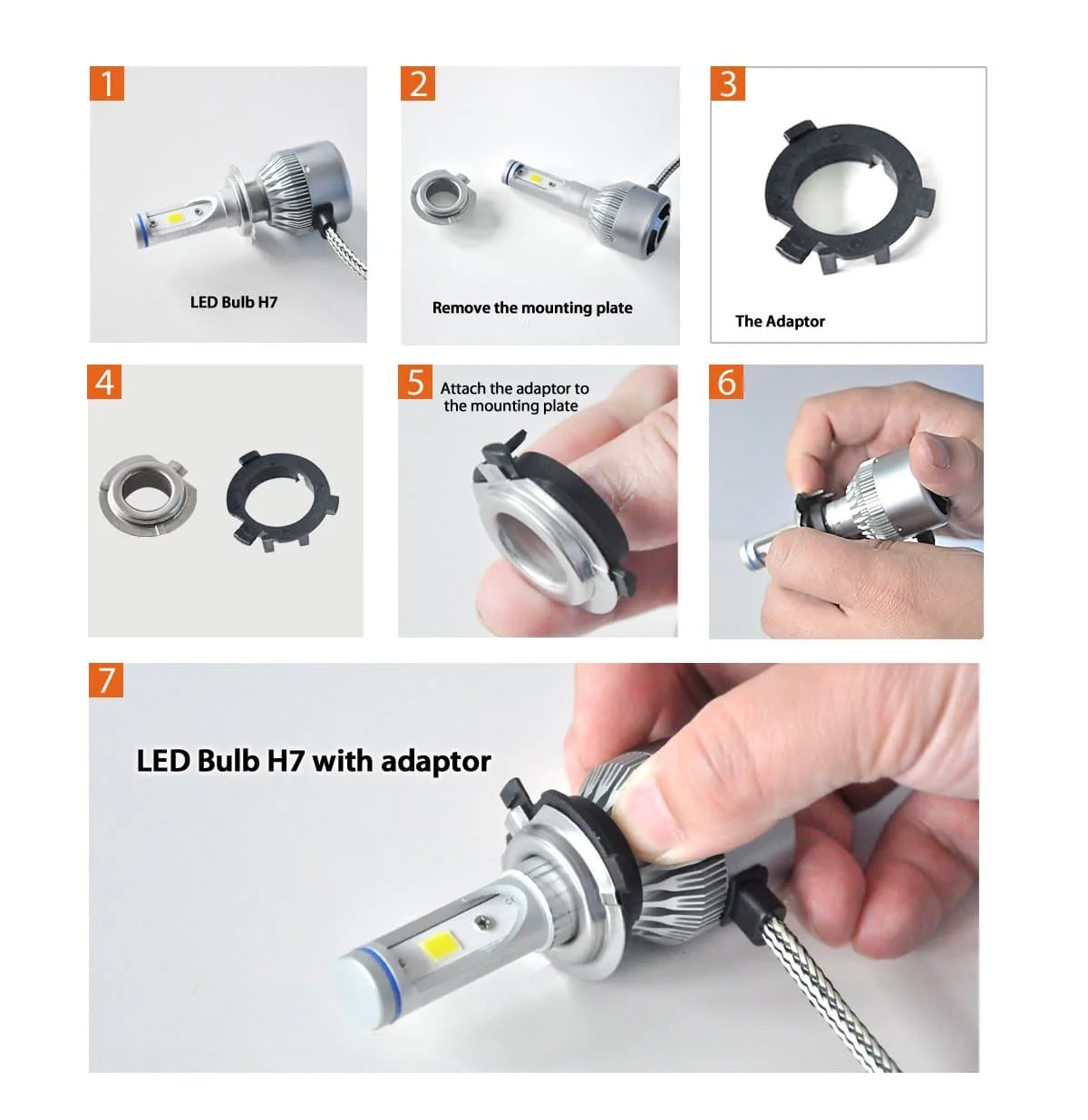 TK006 2x H7 LED Bulb Holder Adapter Fit for Kia Hyundai Mitsubishi - Image 4