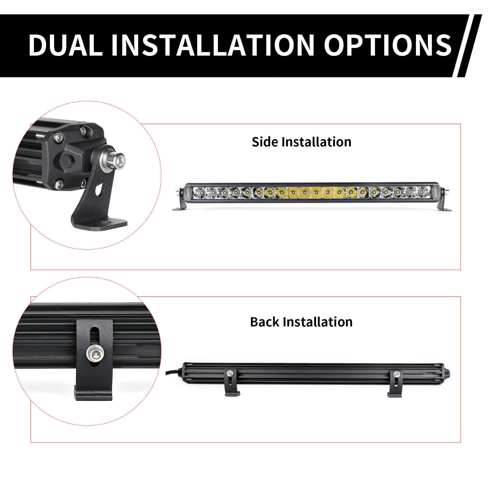 42 Inch Off-Road LED Light Bars Roof Windshield Combo Flood Spot Single Row - LASFIT - Image 20