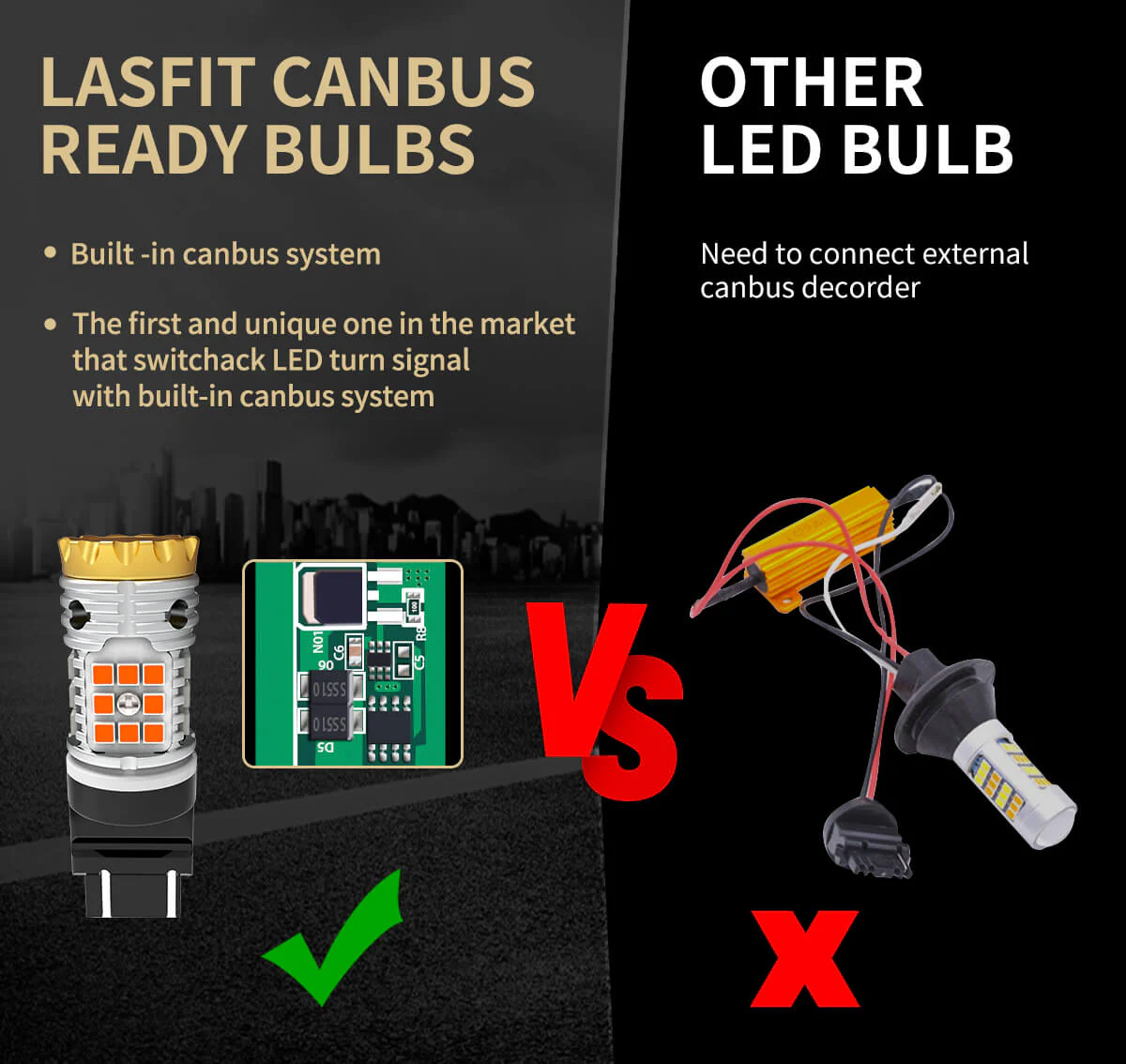 4257 4257NA CANBUS Error Free LED Turn Signal Light Anti Hyper Flash | Amber Yellow, 2 Bulbs - Image 6
