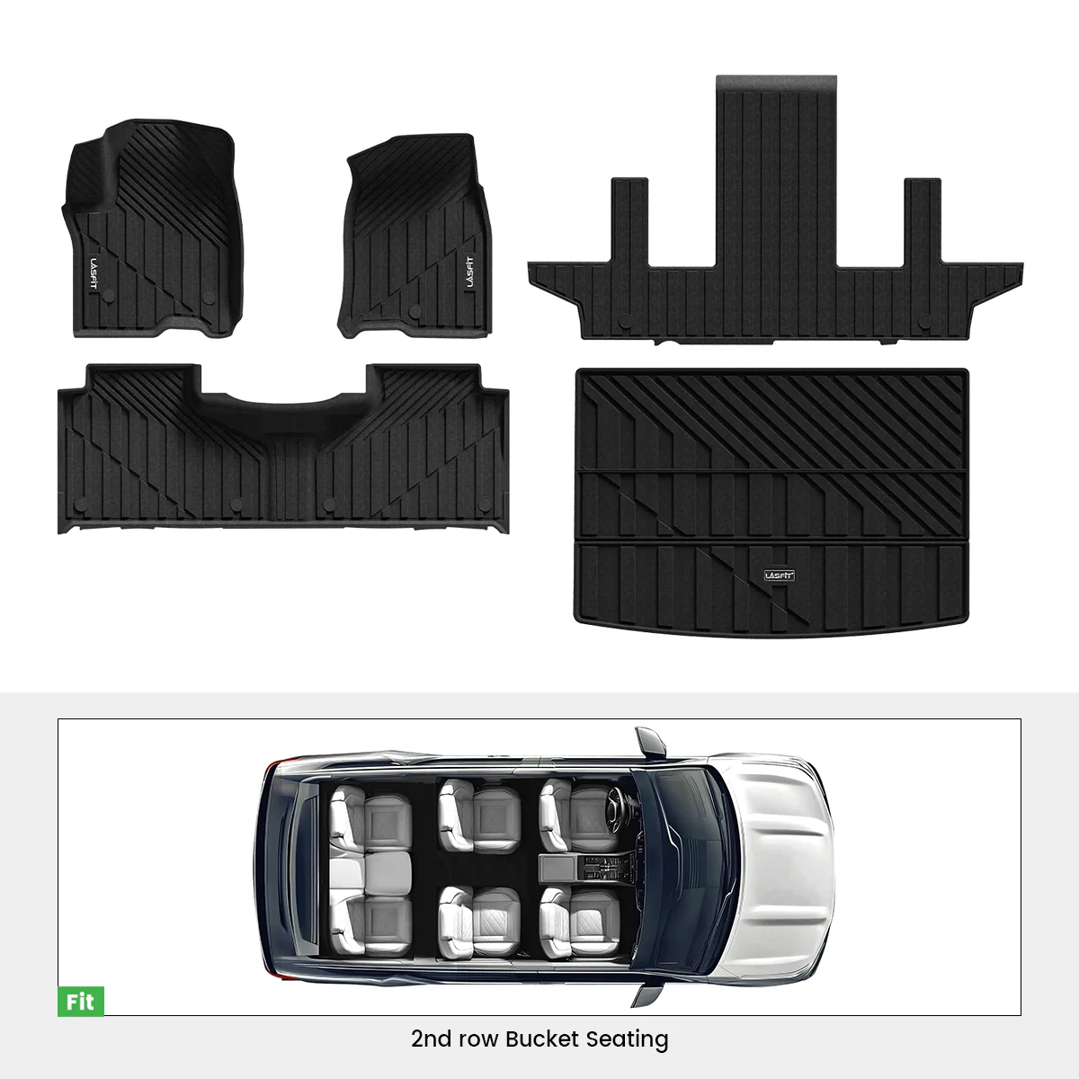 Fit for 2021–2026 Cadillac Escalade ESV Floor & Cargo Mats Protection Set, Not Fit Executive Seats - Image 2