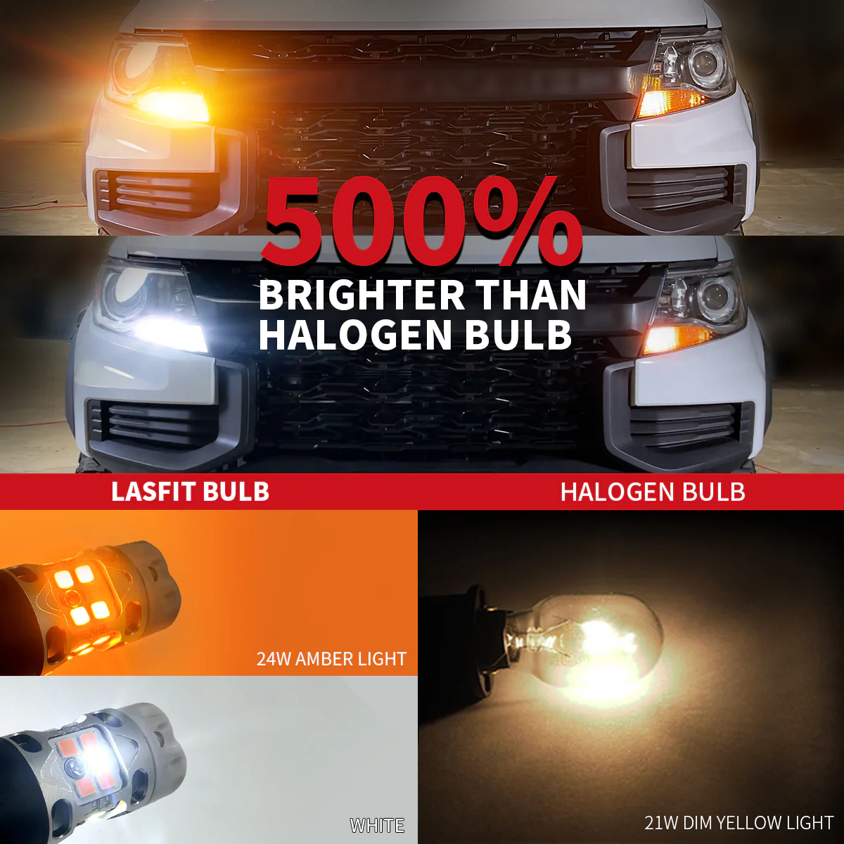 7443 7444 LED Front Turn Signal Bulbs CanBus-Ready Switchback | T3 Series - Image 9