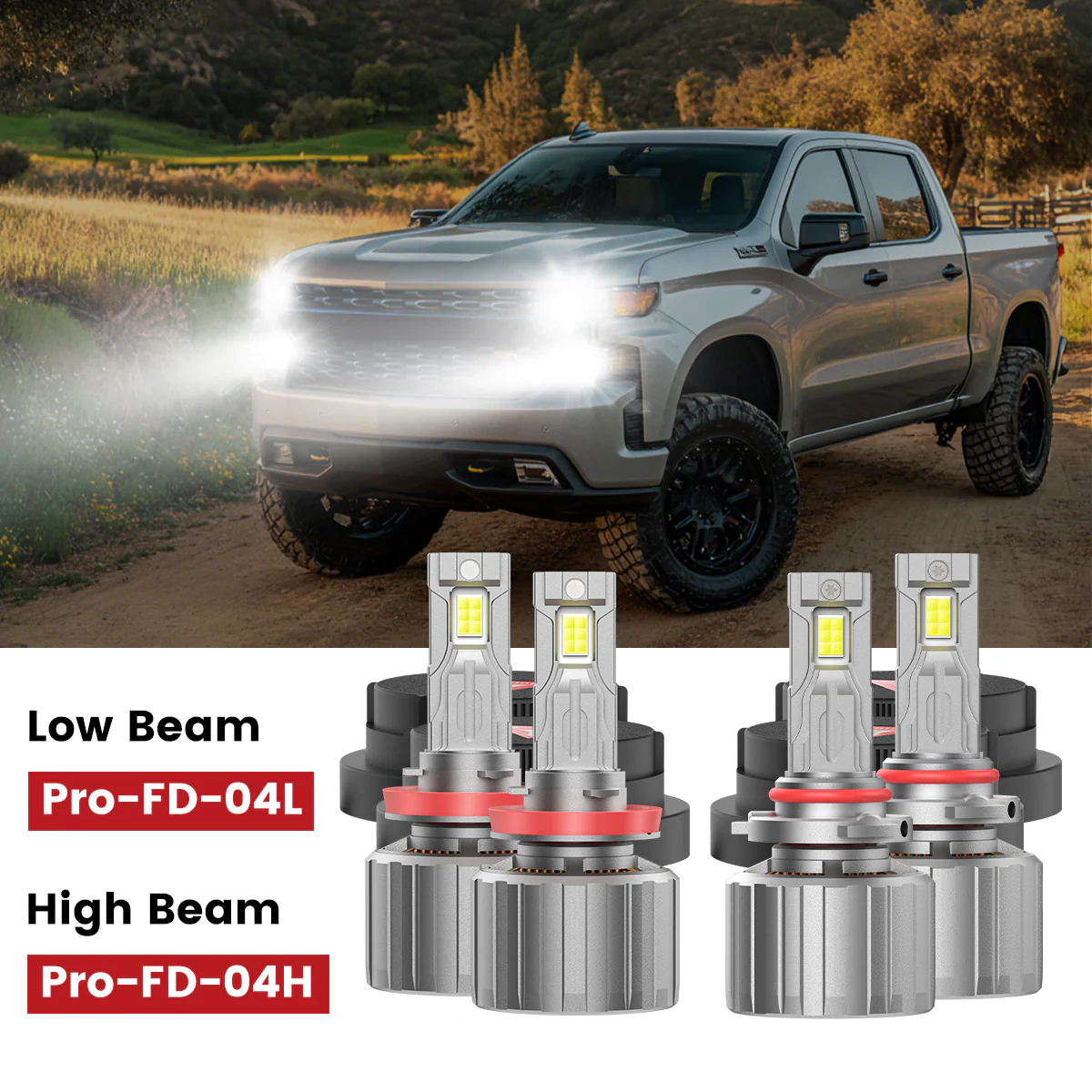 Fit for 2019-2026 Chevrolet Silverado 1500 WT/Custom/Custom Trail Boss Custom-Fit H11 9005 LED Bulbs with Dust Cover | Pro-DC Series - Image 5