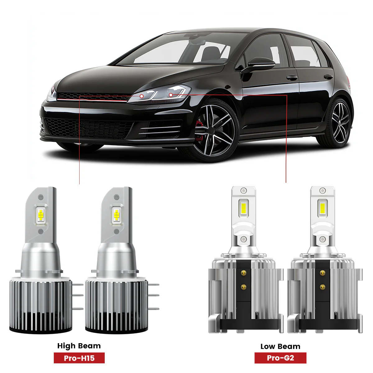 Fit for 2011-2013 Volkswagen Golf GTI MK7 Custom H7 LED Bulbs Exterior Interior Light