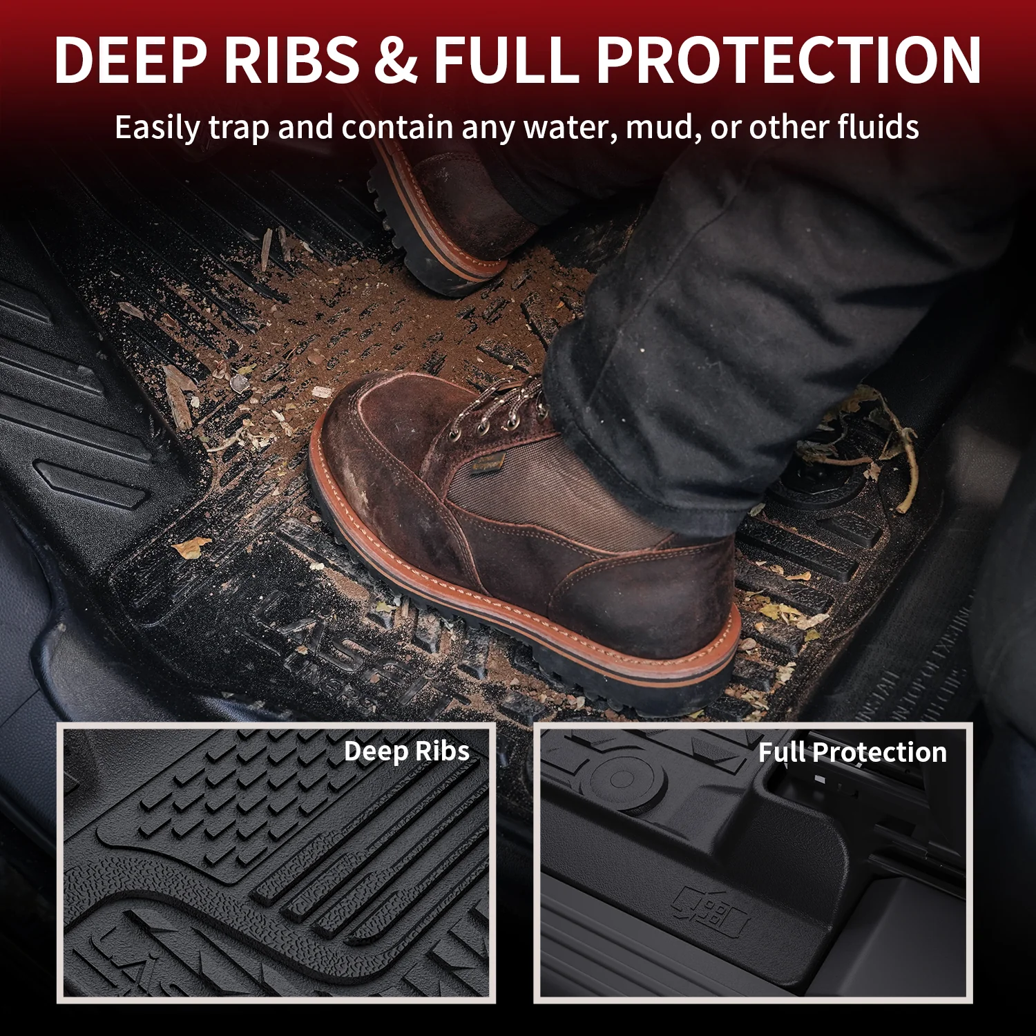 Fit for 2013-2018 Ram 2500 3500 1st Row Floor Mats, Fit Carpet Floor Only - Image 12