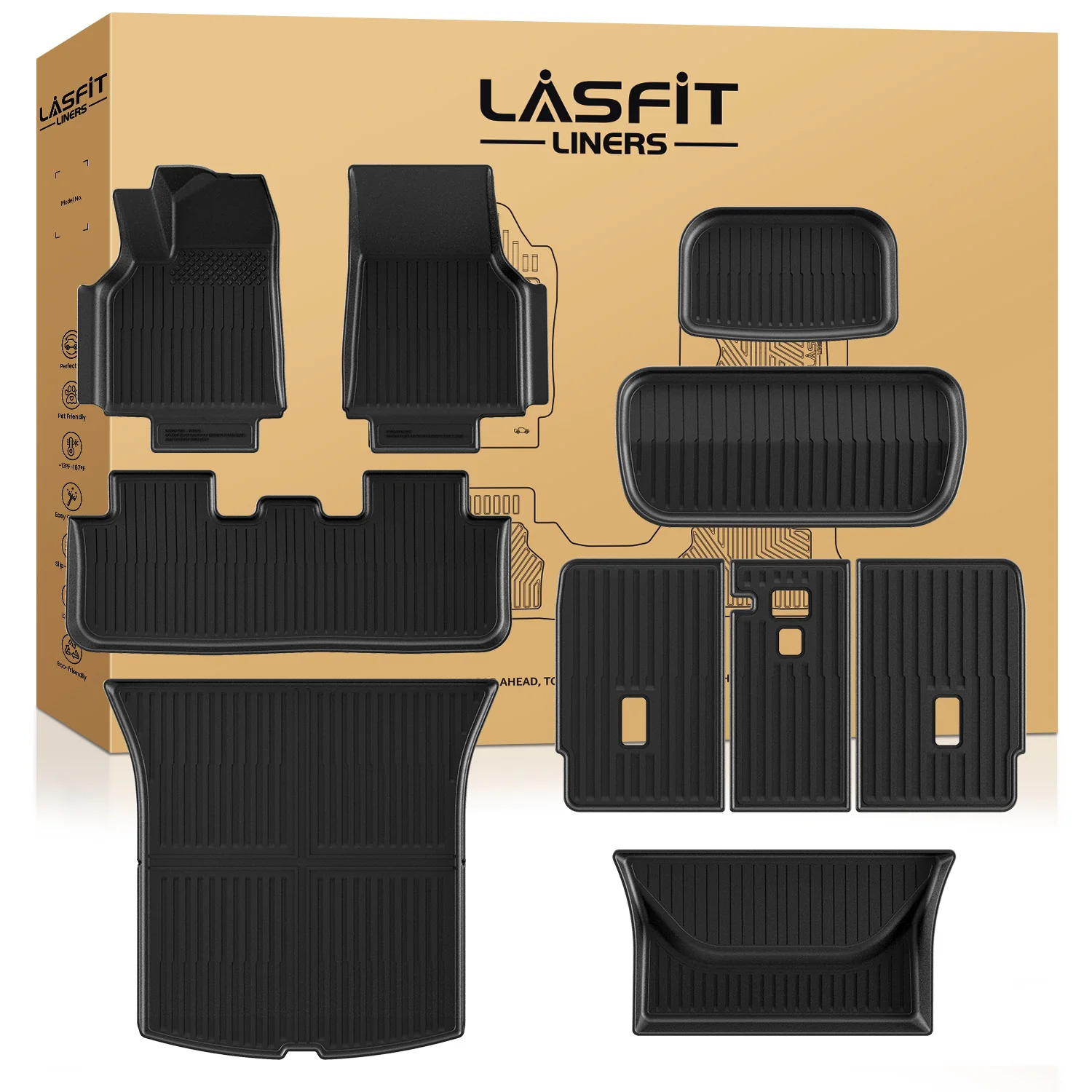Fit for 2026 Tesla Model Y Floor Mats or Cargo or Frunk Liner or Trunk Well or Seatback Mats, Only Fit 5 seats - Image 14