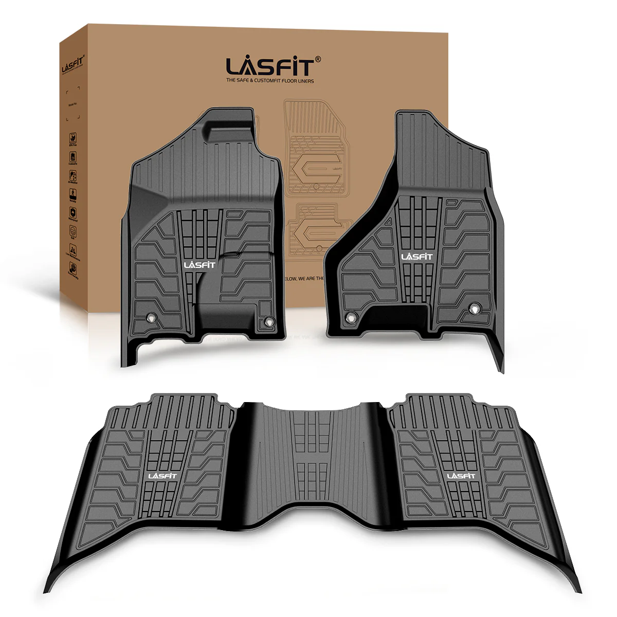 Fit for 2013-2018 Ram 2500 3500 1st & 2nd Row Floor Mats, Fit Crew Cab, Fit Carpet Floor Only - Image 10