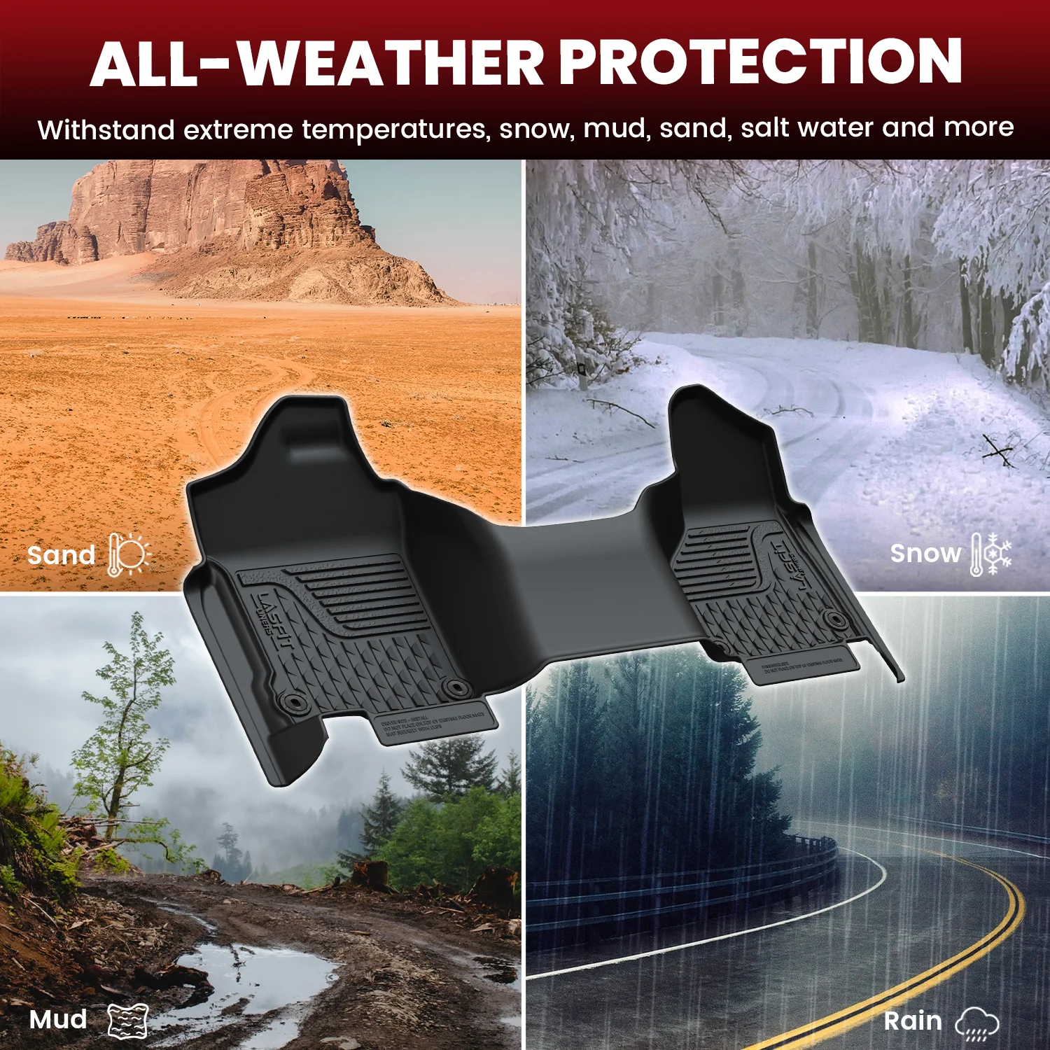 Fit for 2019-2024 Ram 1500 Classic All-Weather TPE Floor Mats, Fit Carpet Floor Only - Image 15