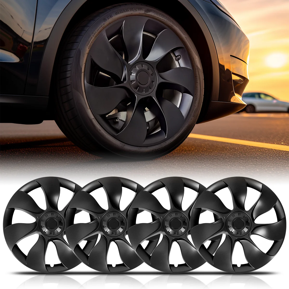 Fit For Tesla Model Y 2020-2023 Wheel Protection Covers Hub Caps, Fit 19 Inch Wheel ONLY - Image 2