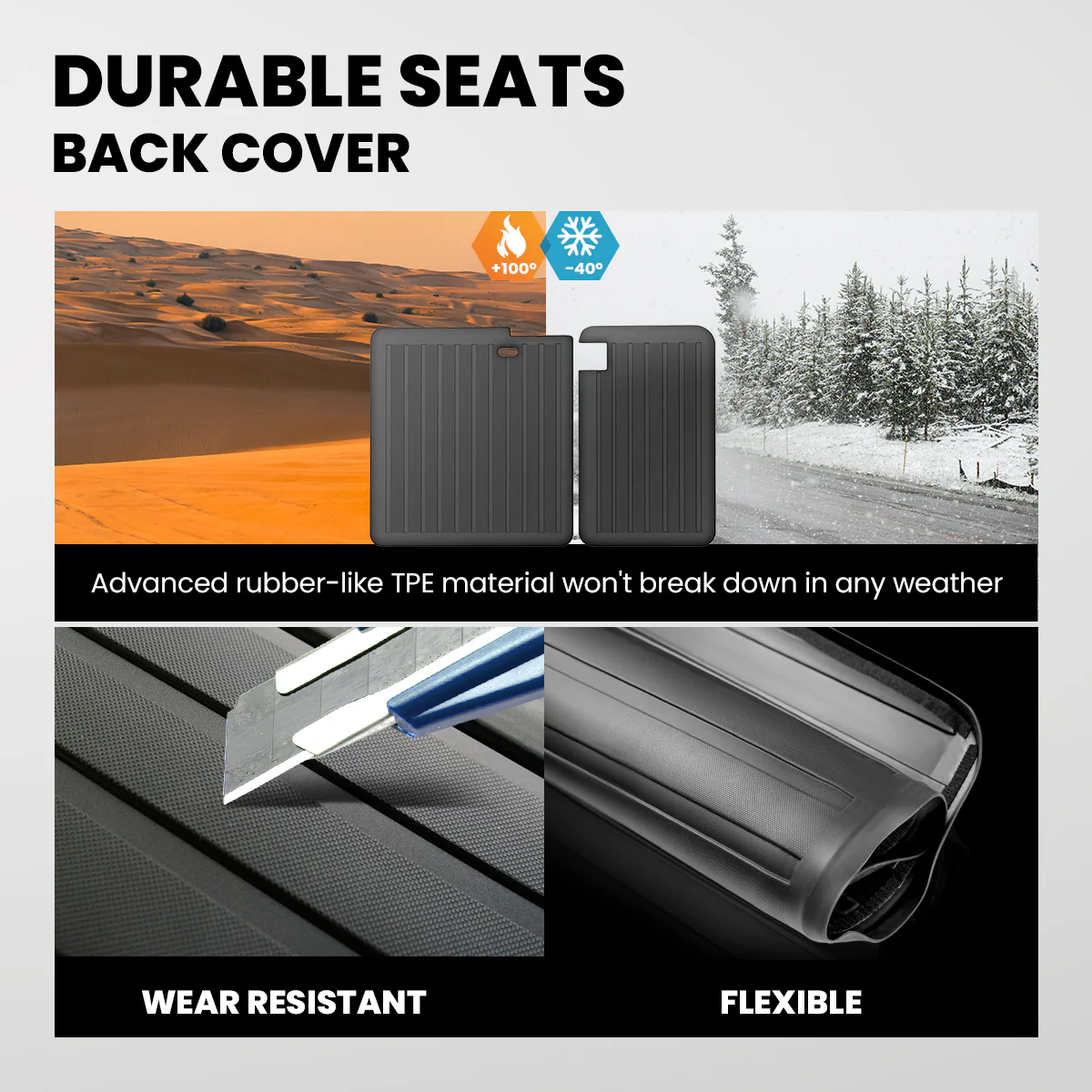 Fit For 2017-2023 Tesla Model 3 Second Row Seats Back Cover Mats All Weather TPE Rear Seatback Mats - Image 3