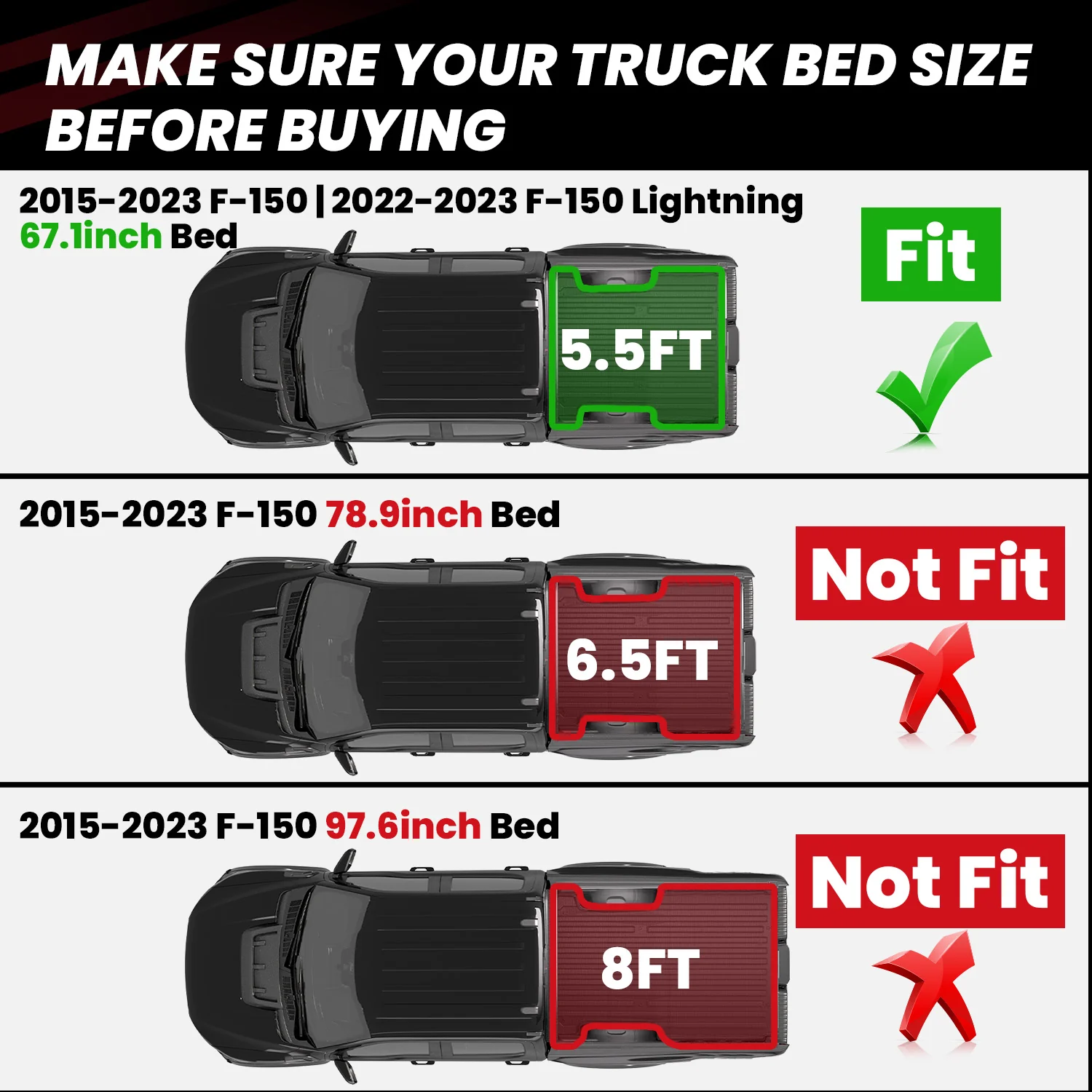 Fit for 2021-2023 Ford F-150 & F-150 Lightning Truck Bed Mat or Tailgate Mat, Not Fit Drop-in Liners - Image 11