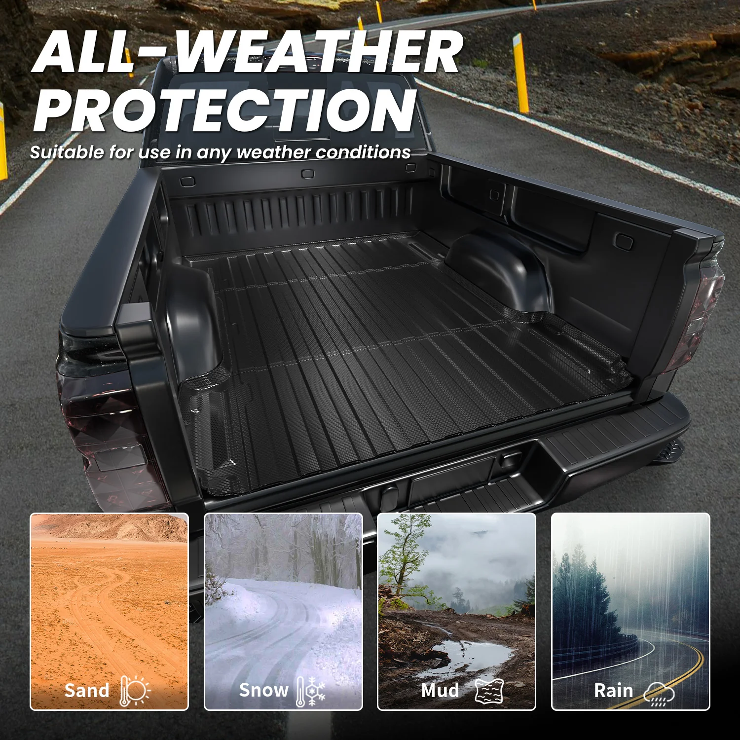 Fit for 2007-2018 GMC Sierra 1500 Heavy Duty 5.8FT or 6.5FT Bed Mat, Not Fit 2007 Classic Body Style - Image 5