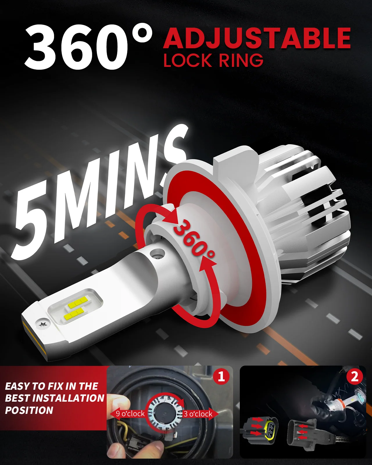 50W H13 9008 LC Plus Series | 5,000LM 6000K LED Bulbs - Image 3